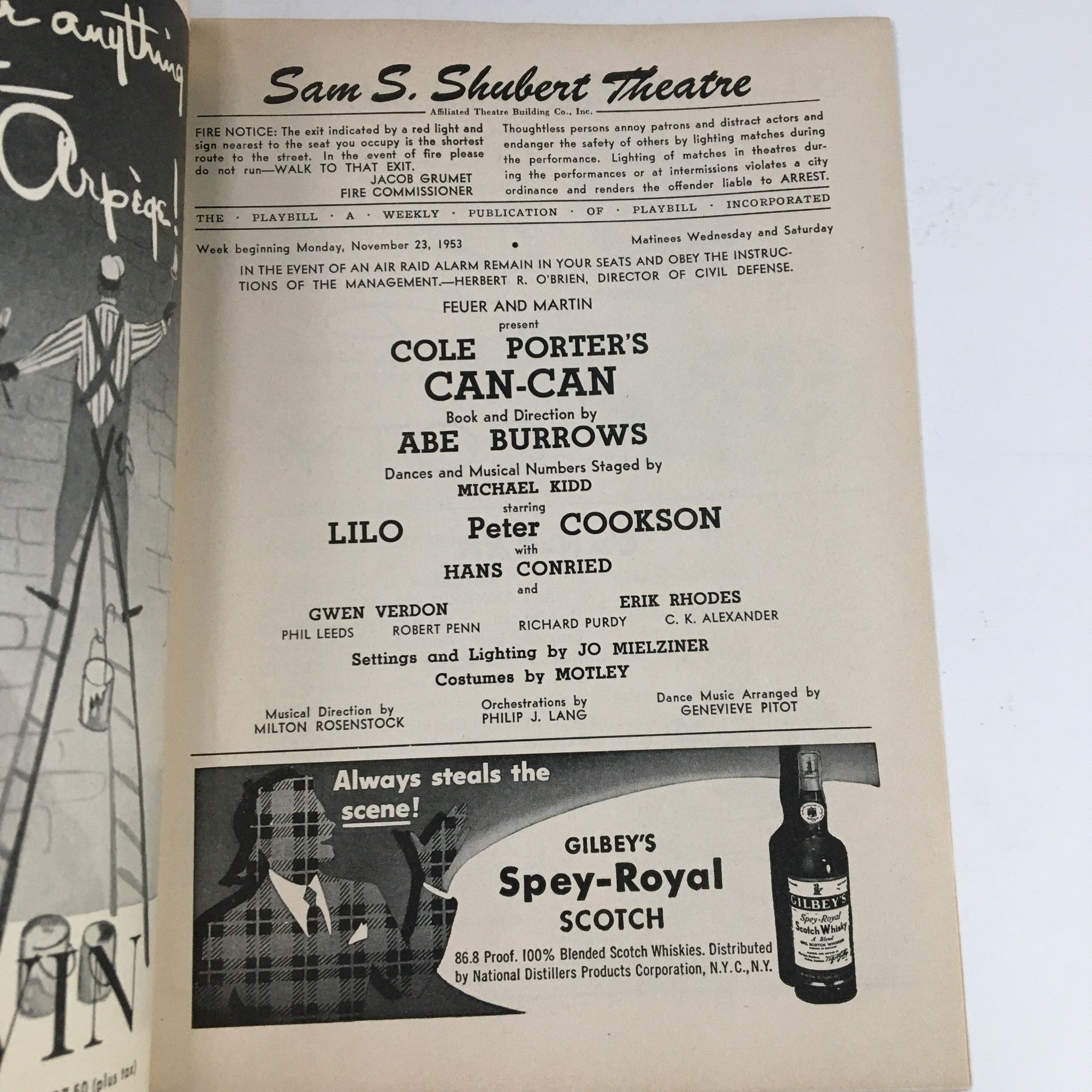 1953 Playbill Sam S. Shubert Theatre Cole Porter's Can-Can by Abe Burrows