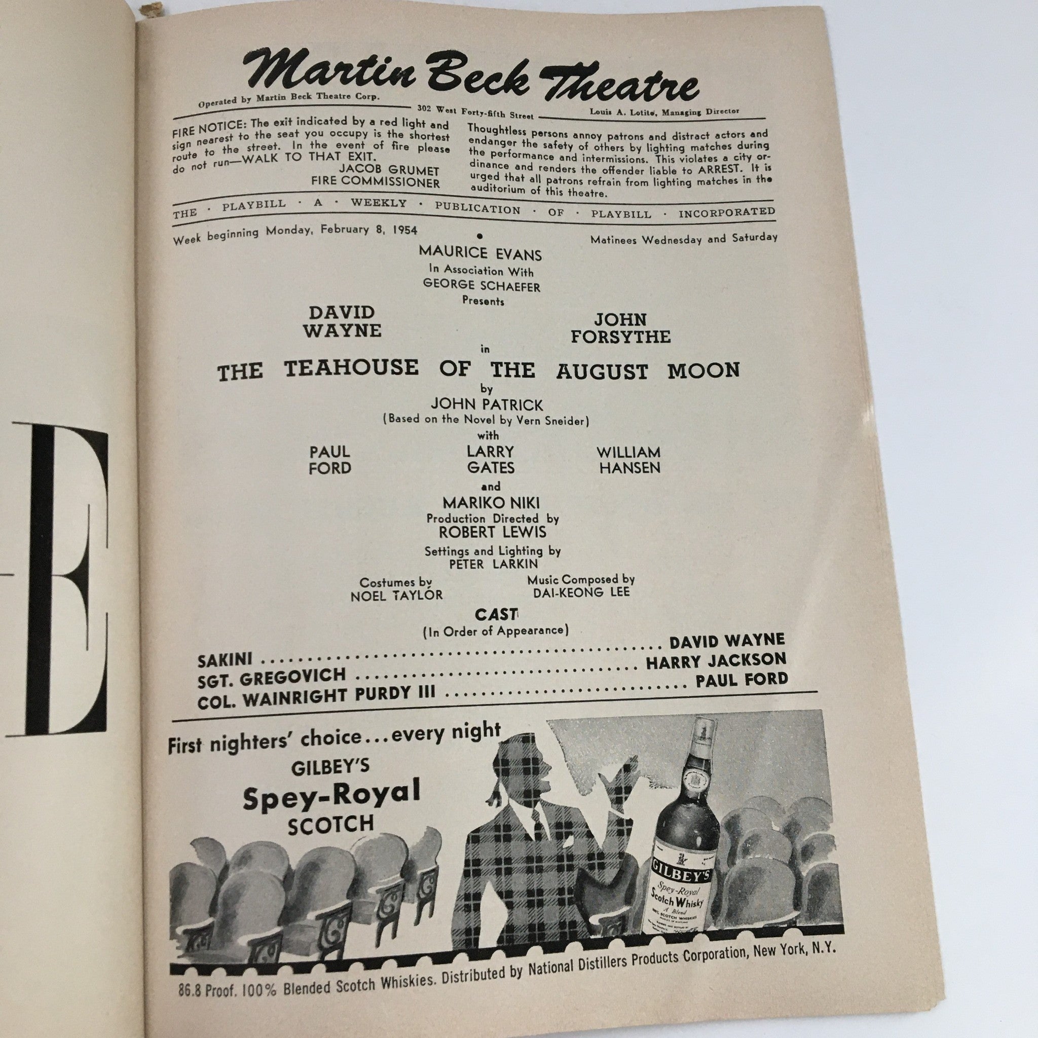 1954 Playbill Martin Beck Theatre The Teahouse of The August Moon by J. Patrick