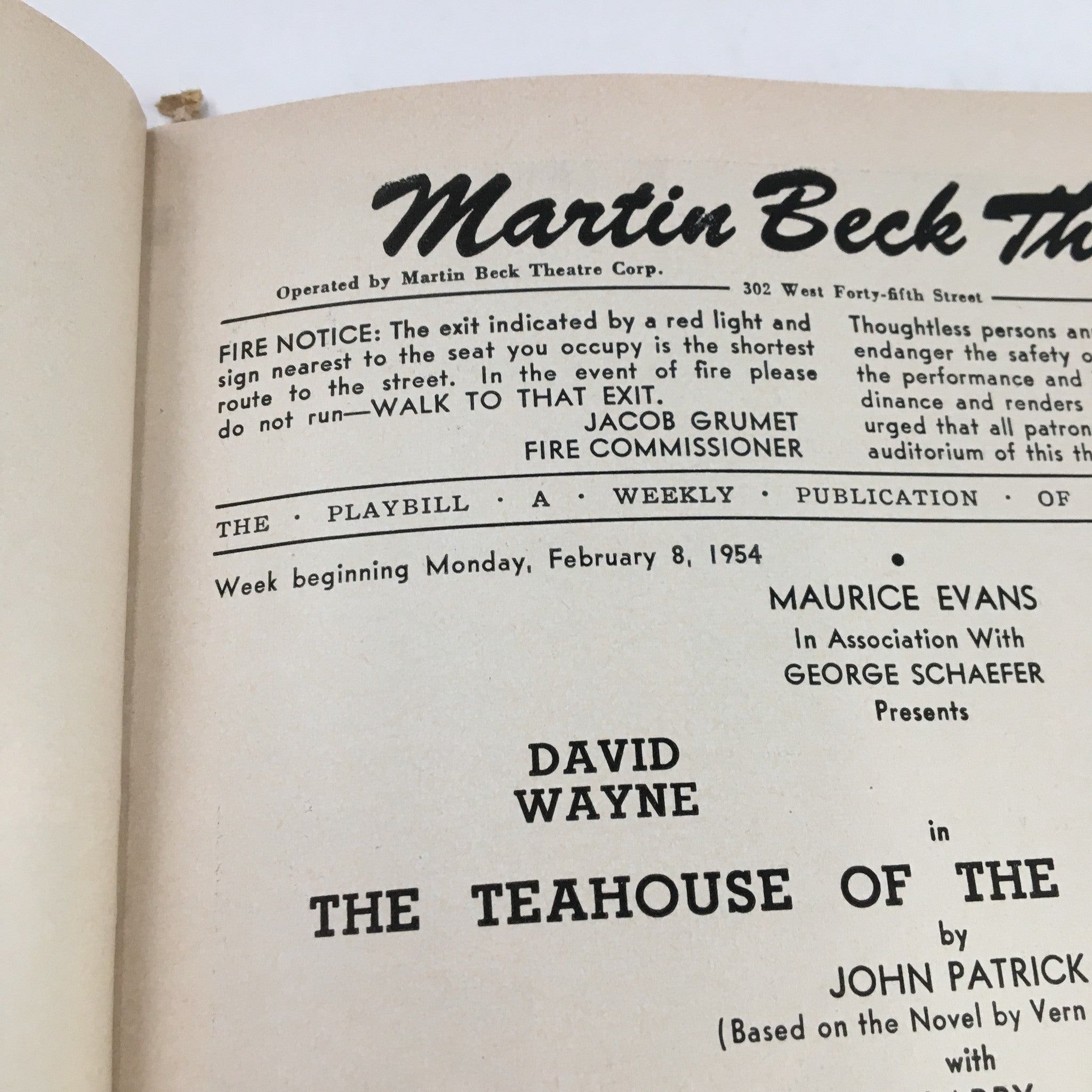 1954 Playbill Martin Beck Theatre The Teahouse of The August Moon by J. Patrick