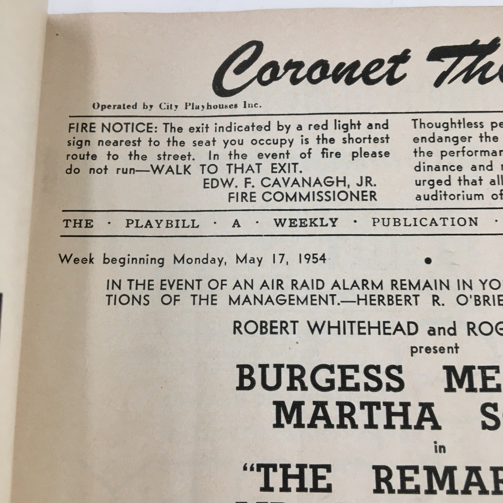 1954 Playbill Coronet Theatre Present The Remarkable Mr. Pennycracker Comedy