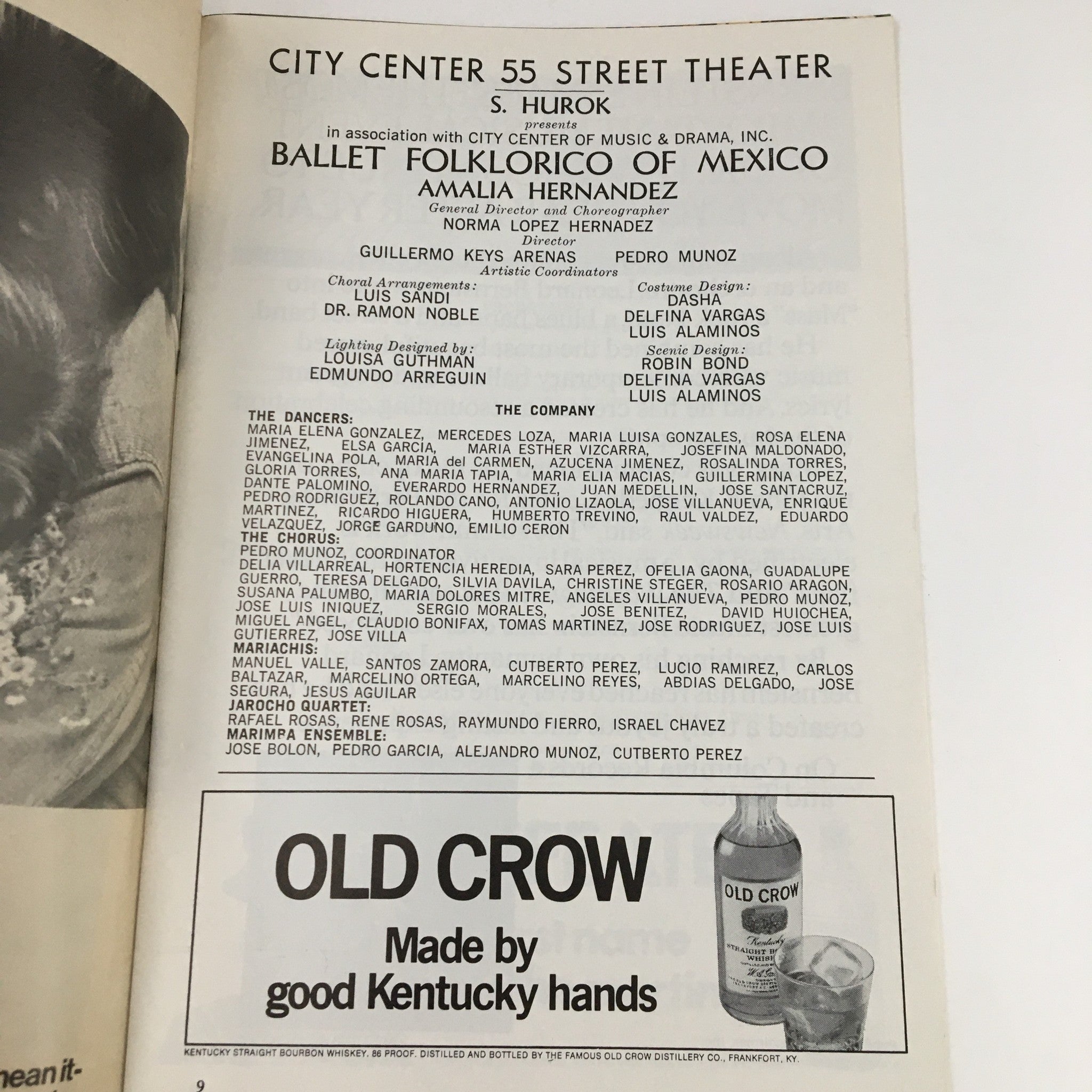 1972 Playbill City Center 55 Street Theater Present Ballet Folklorico of Mexico