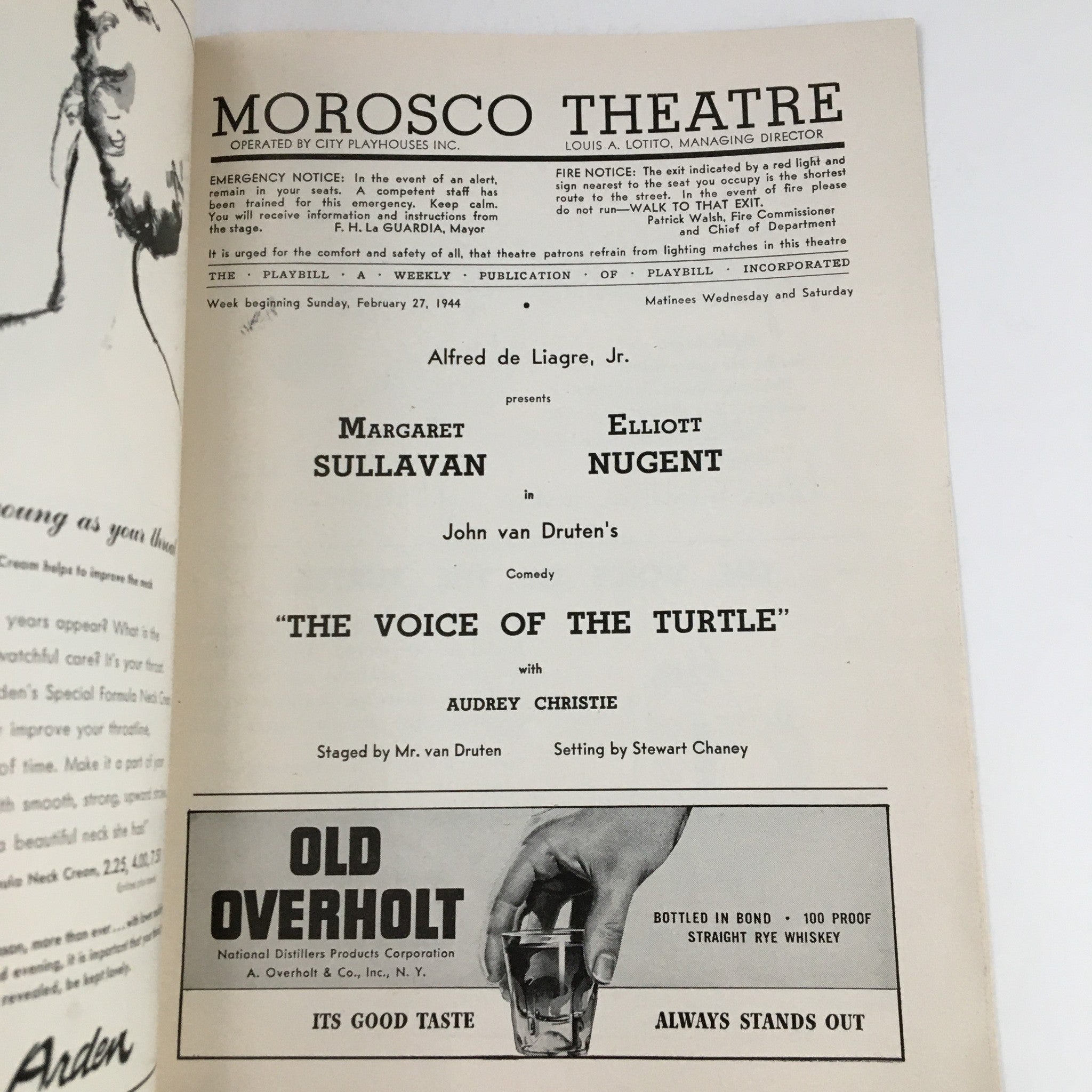 1944 Playbill Morosco Theatre Present Margaret Sullavan The Voice Of The Turtle