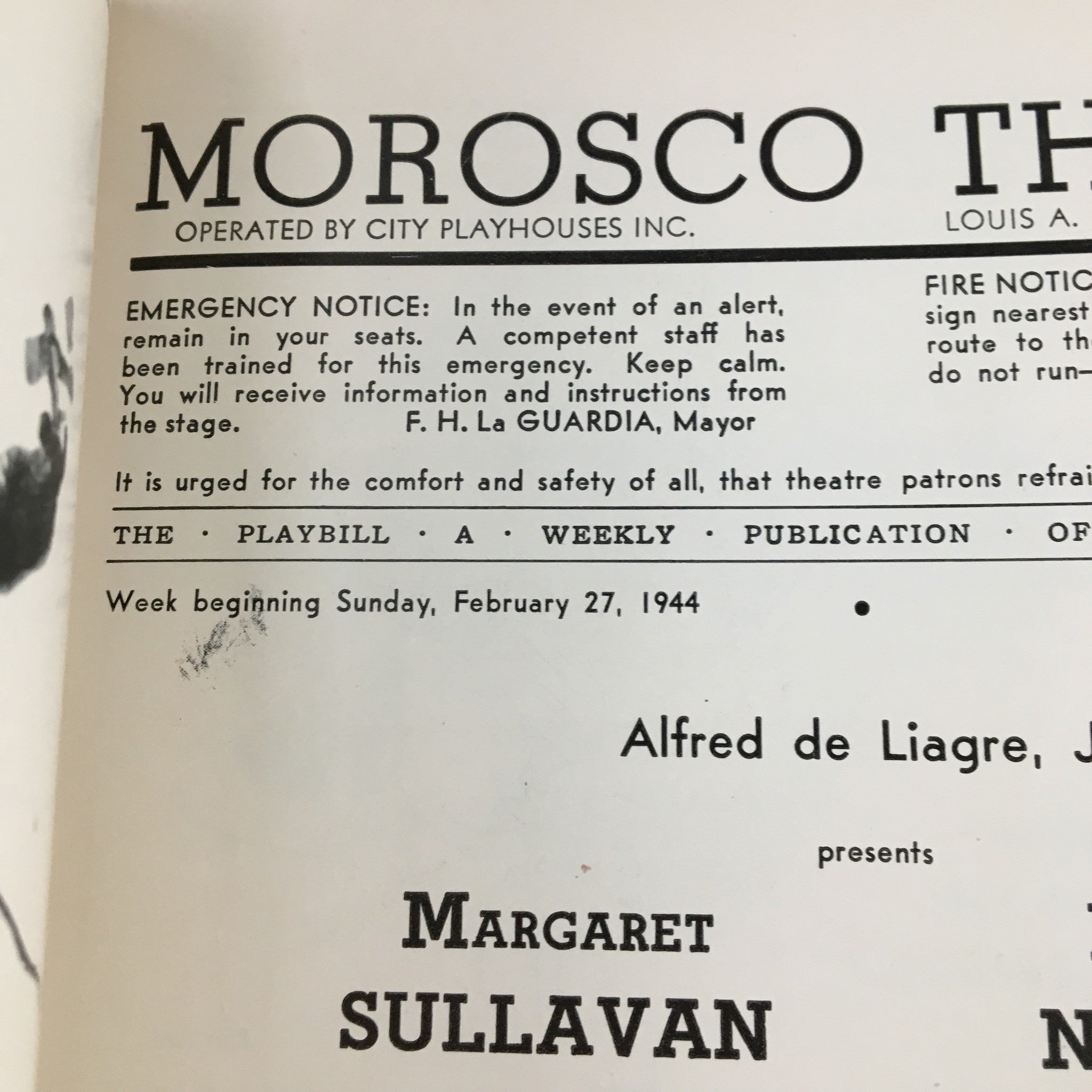 1944 Playbill Morosco Theatre Present Margaret Sullavan The Voice Of The Turtle