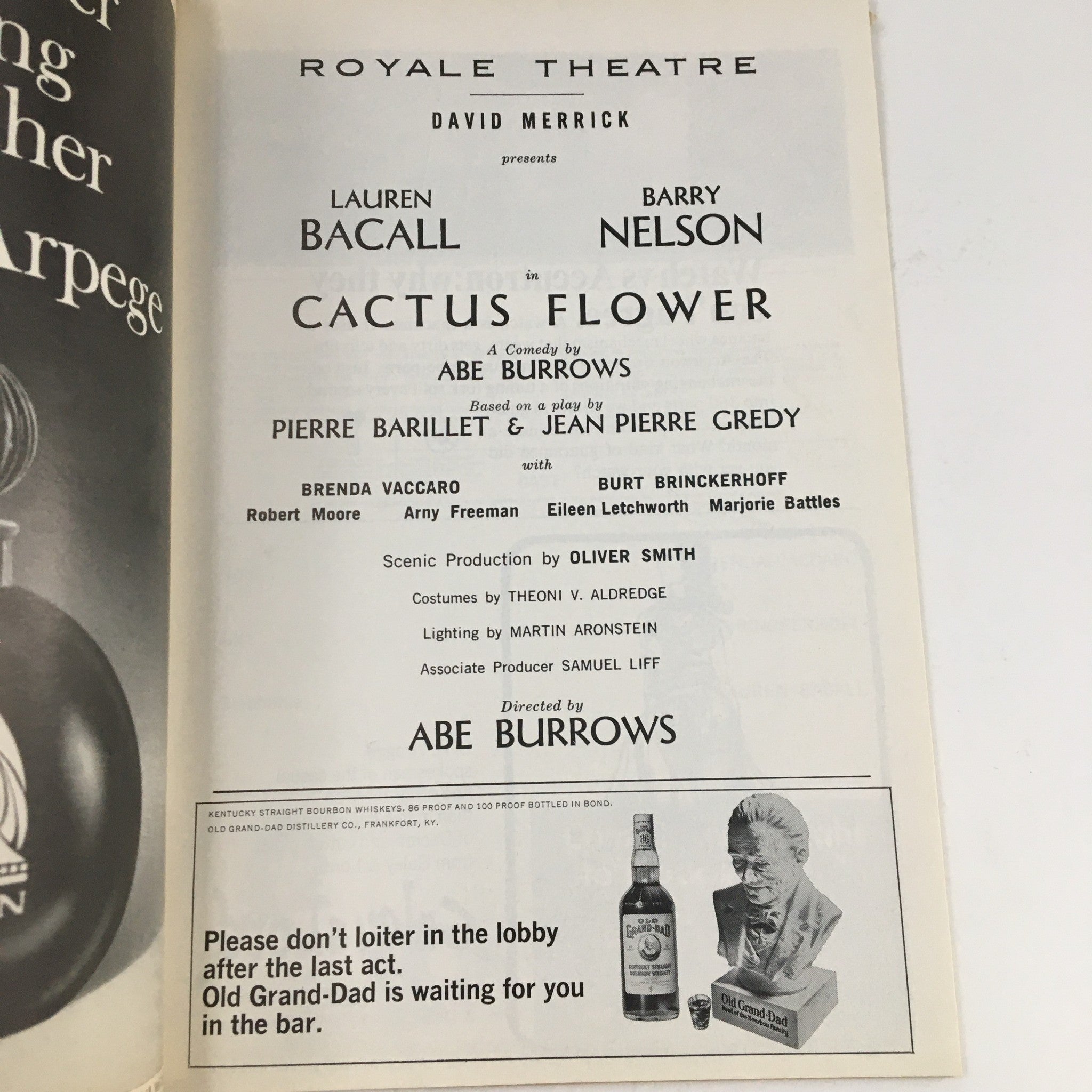 1965 Playbill Royale Theatre Present Lauren Bacall in Cactus Flower by Abe B.