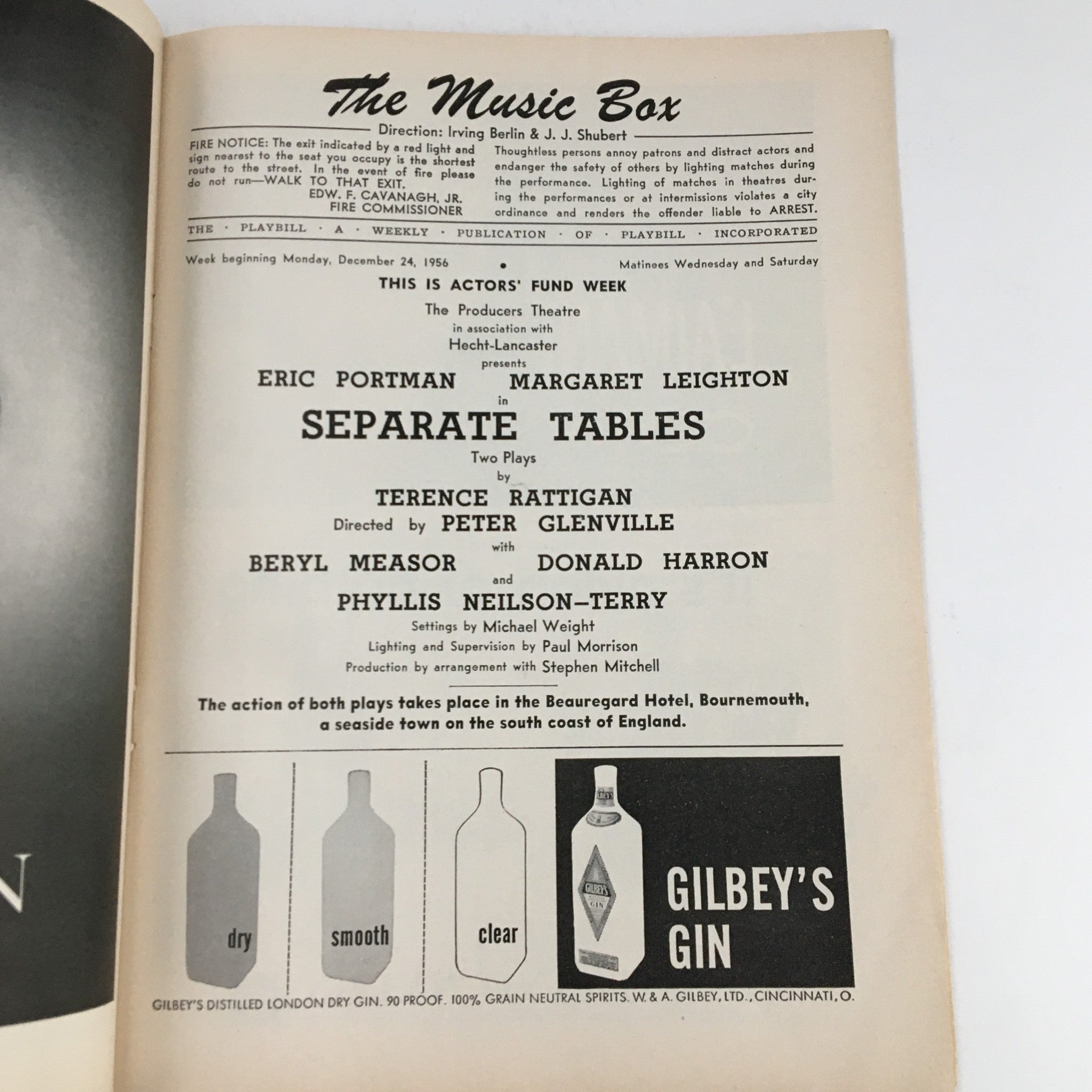 1956 Playbill The Music Box Eric Portman in Separate Tables by Terence Rattigan