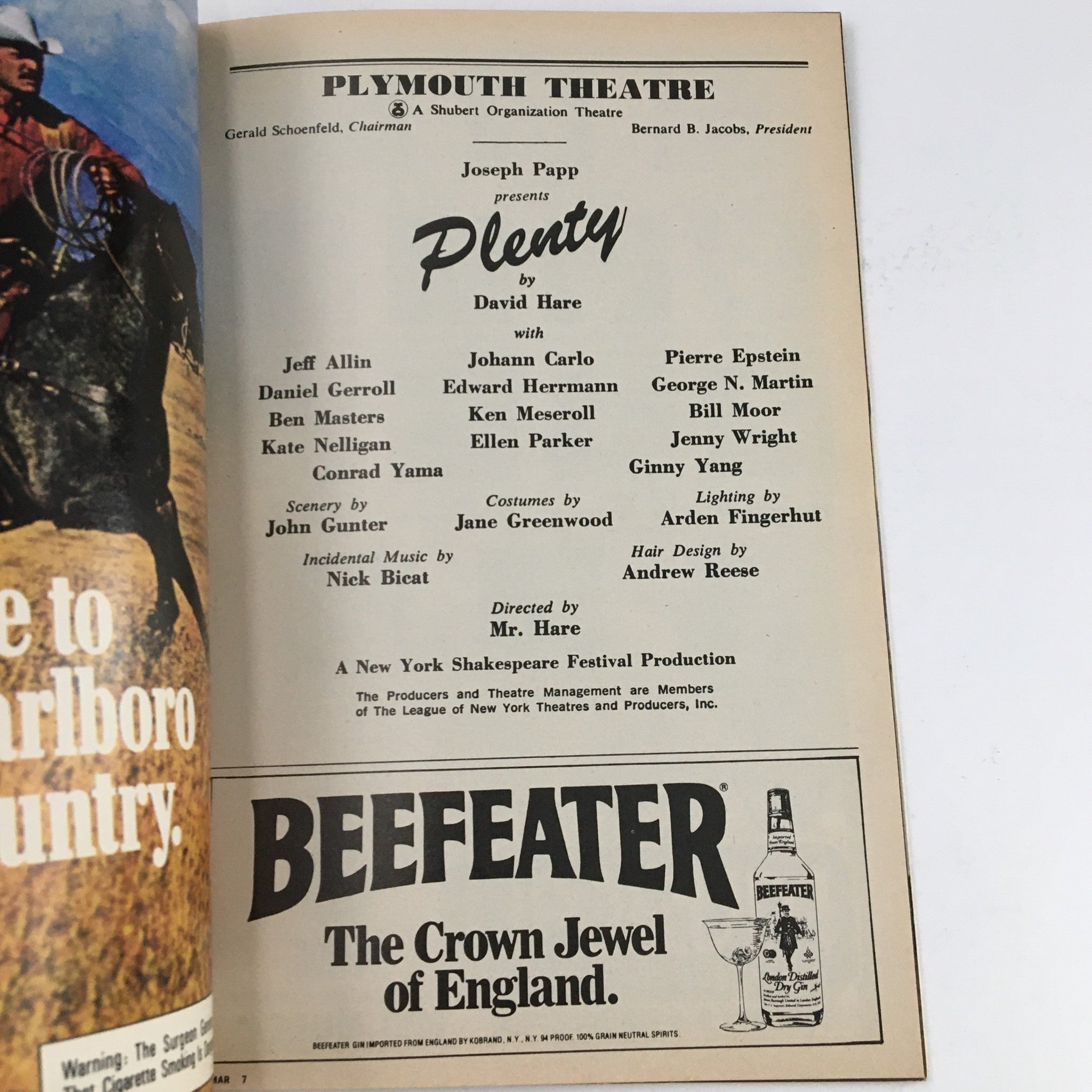 1983 Playbill Plymouth Theatre Joseph Papp Presents Plenty by David Hare