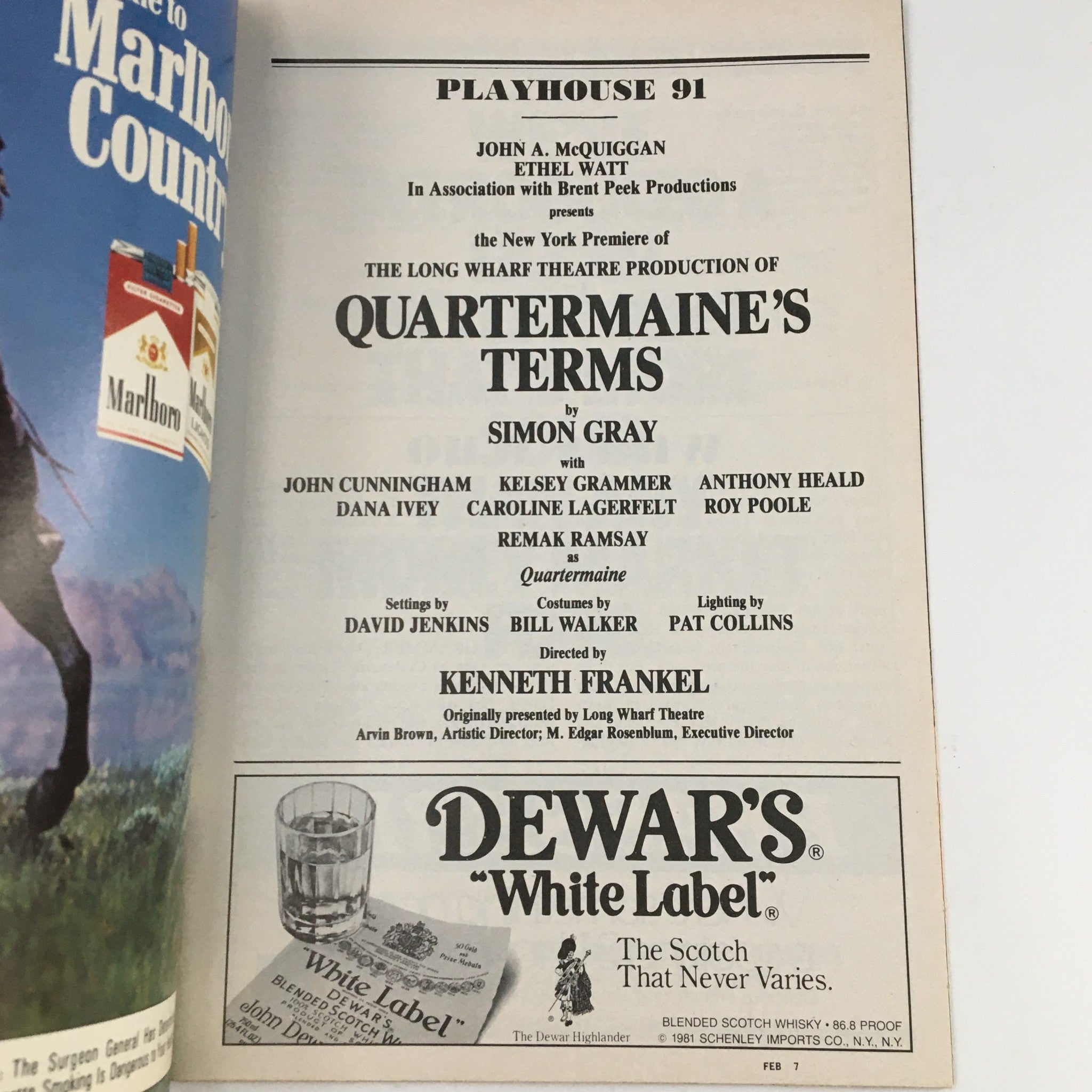 1983 Showbill Playhouse 91 John A. McQuiggan Presents Quartermaine's Terms