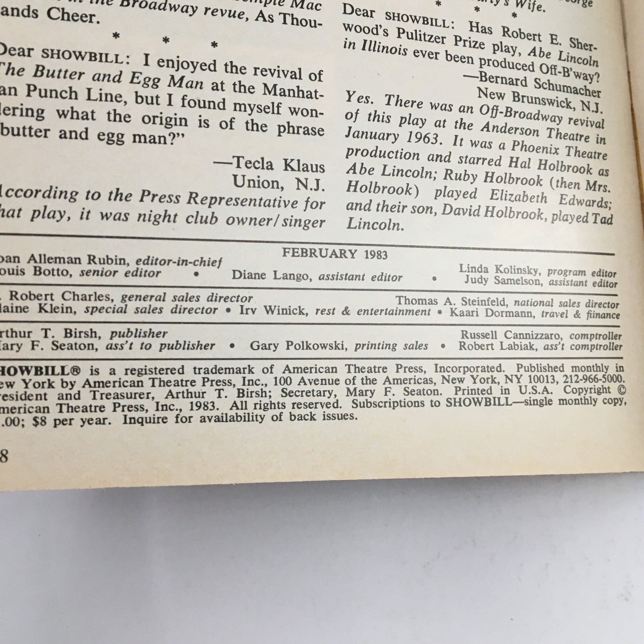 1983 Showbill Playhouse 91 John A. McQuiggan Presents Quartermaine's Terms