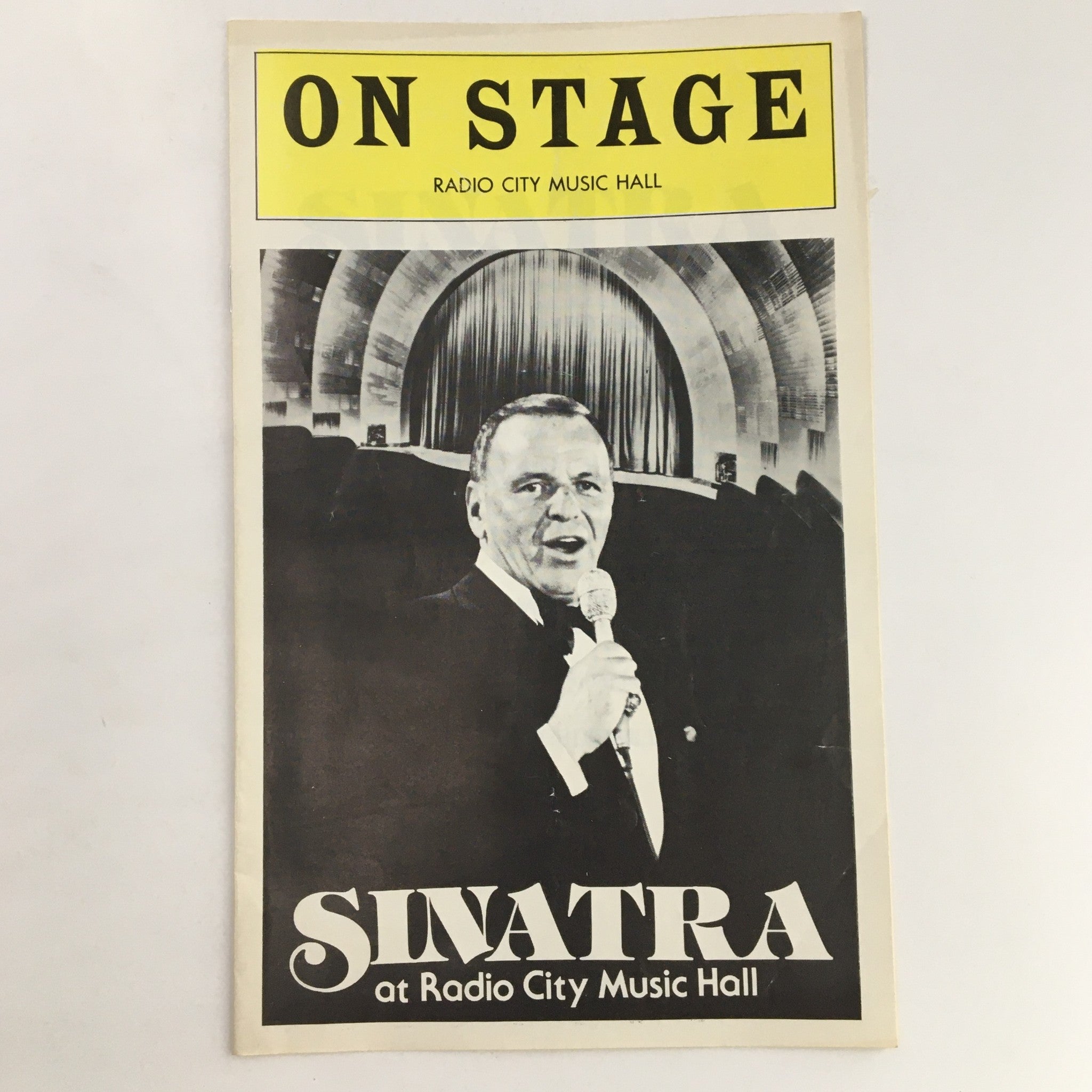 1978 Playbill Radio City Music Hall Present Intermission of Frank Sinatra cover featuring a classic black and white image of Frank Sinatra on stage with a microphone, showcasing his iconic style at the famous venue.
