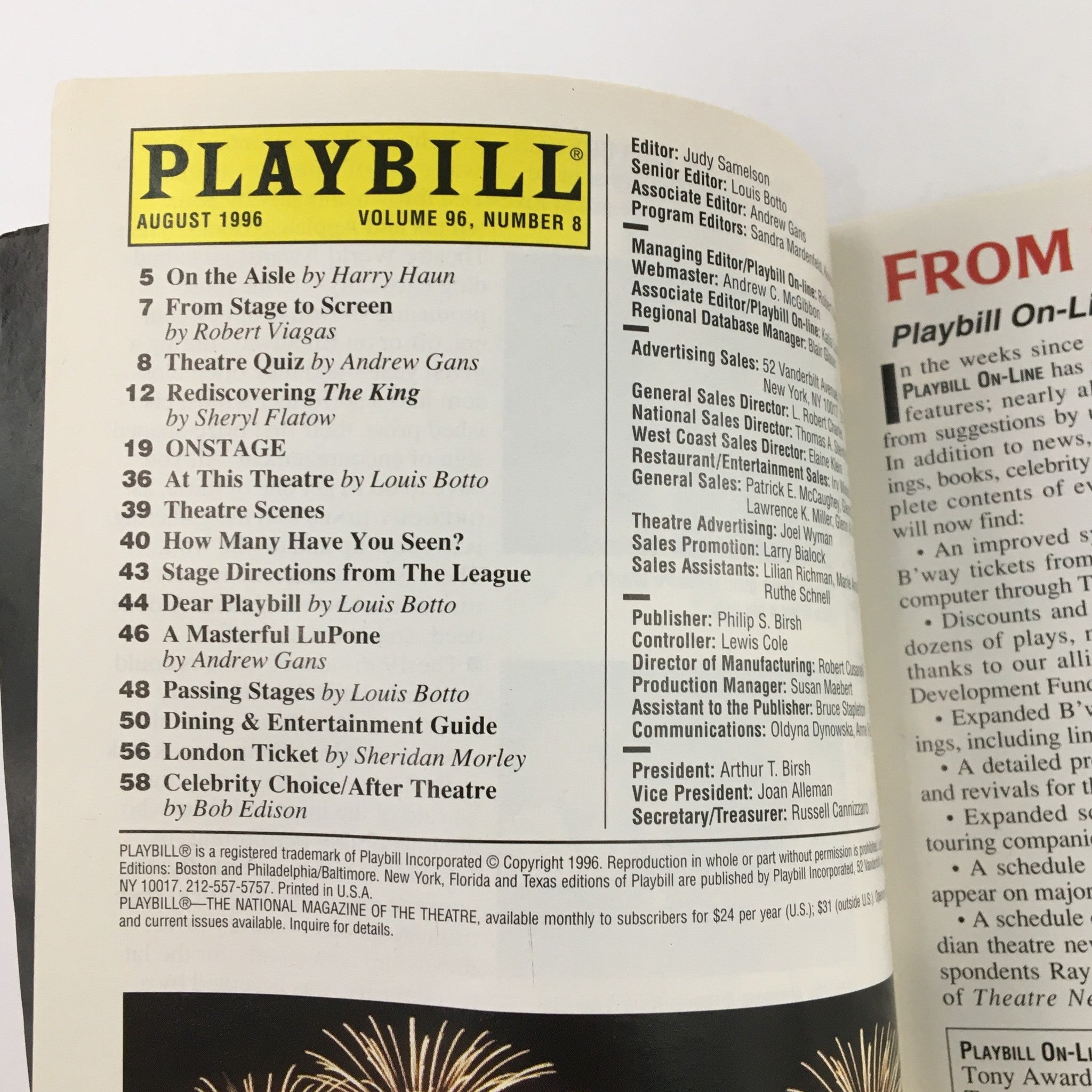 1996 Playbill Circle In The Square Theatre Present Al Pacino in Hughie VG