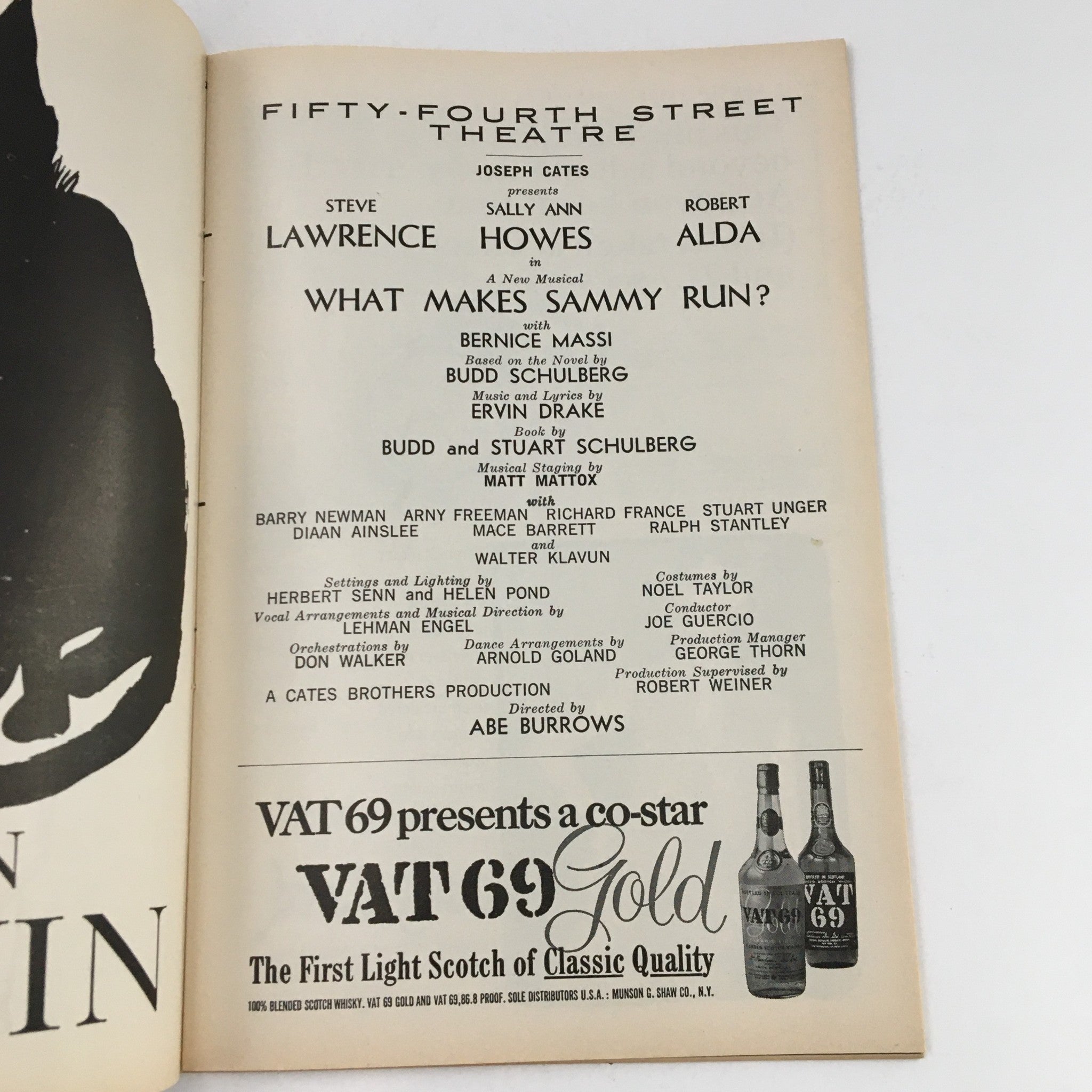 1965 Playbill Fifty-Fourth Street Theatre Joseph Cates' What Makes Sammy Run?