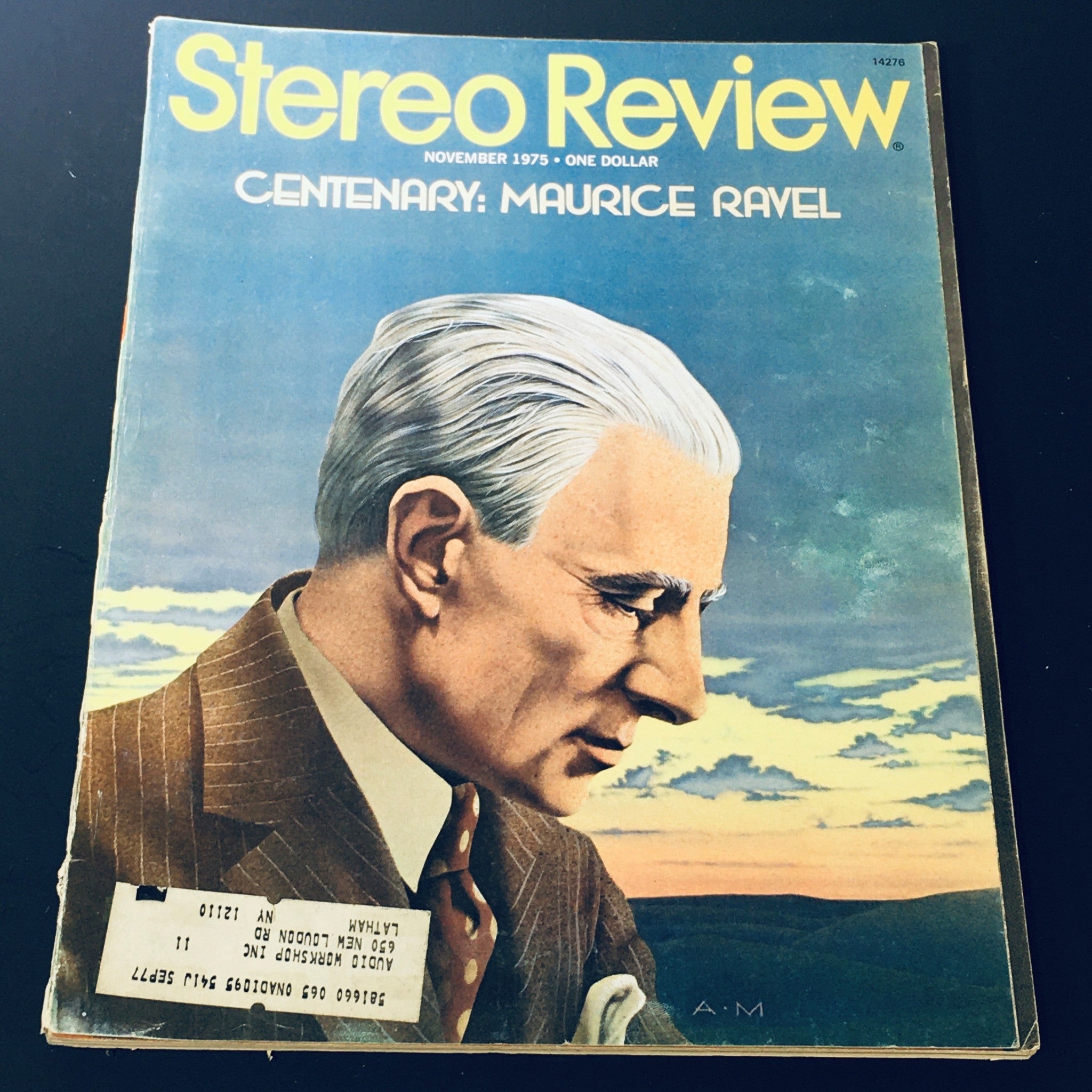 VTG Stereo Review Magazine November 1975 featuring Centenary Maurice Ravel on the cover, showcasing a striking portrait of Ravel against a scenic background.