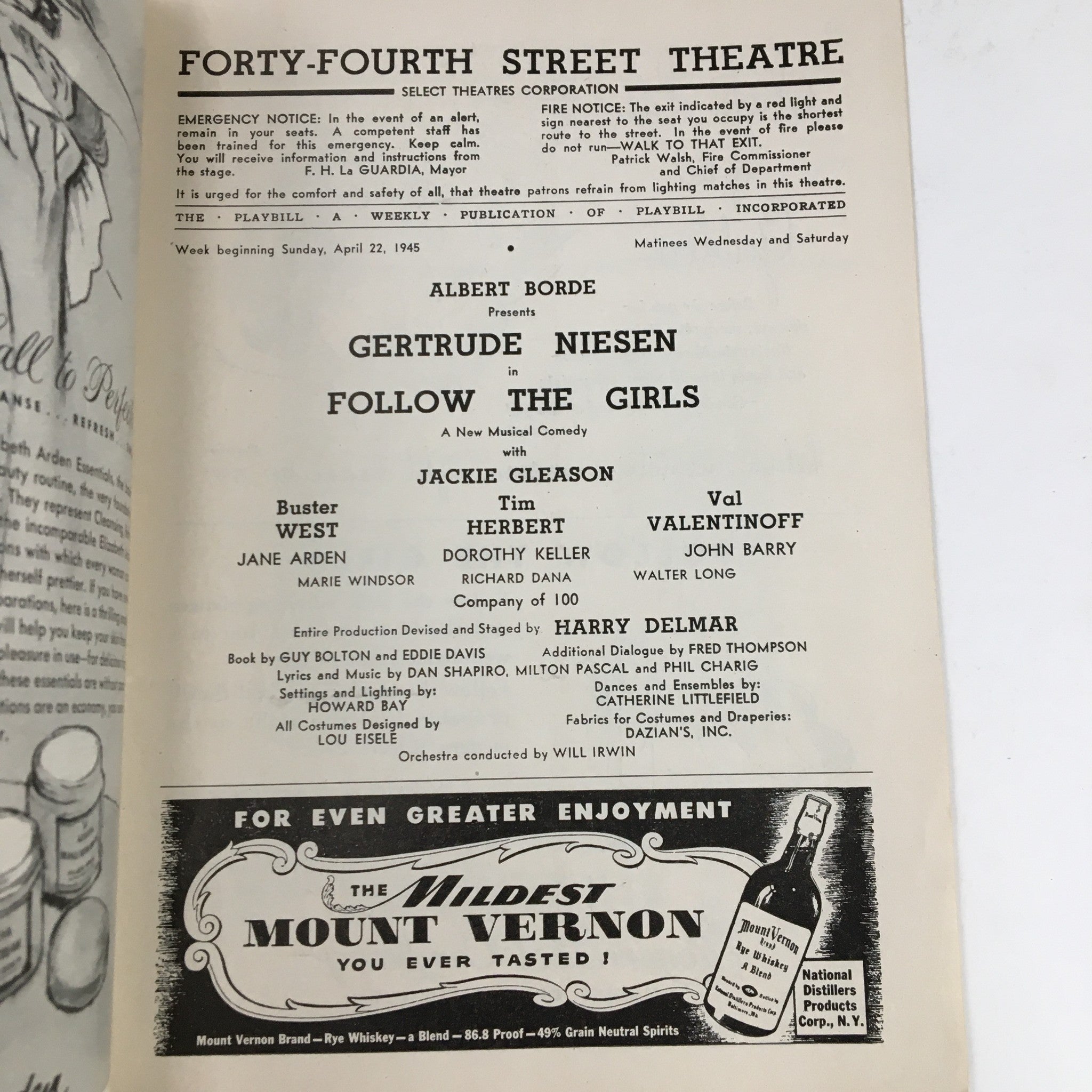 1945 Playbill Forty-Fourth Street Theatre Gertrude Niesen in Follow The Girls