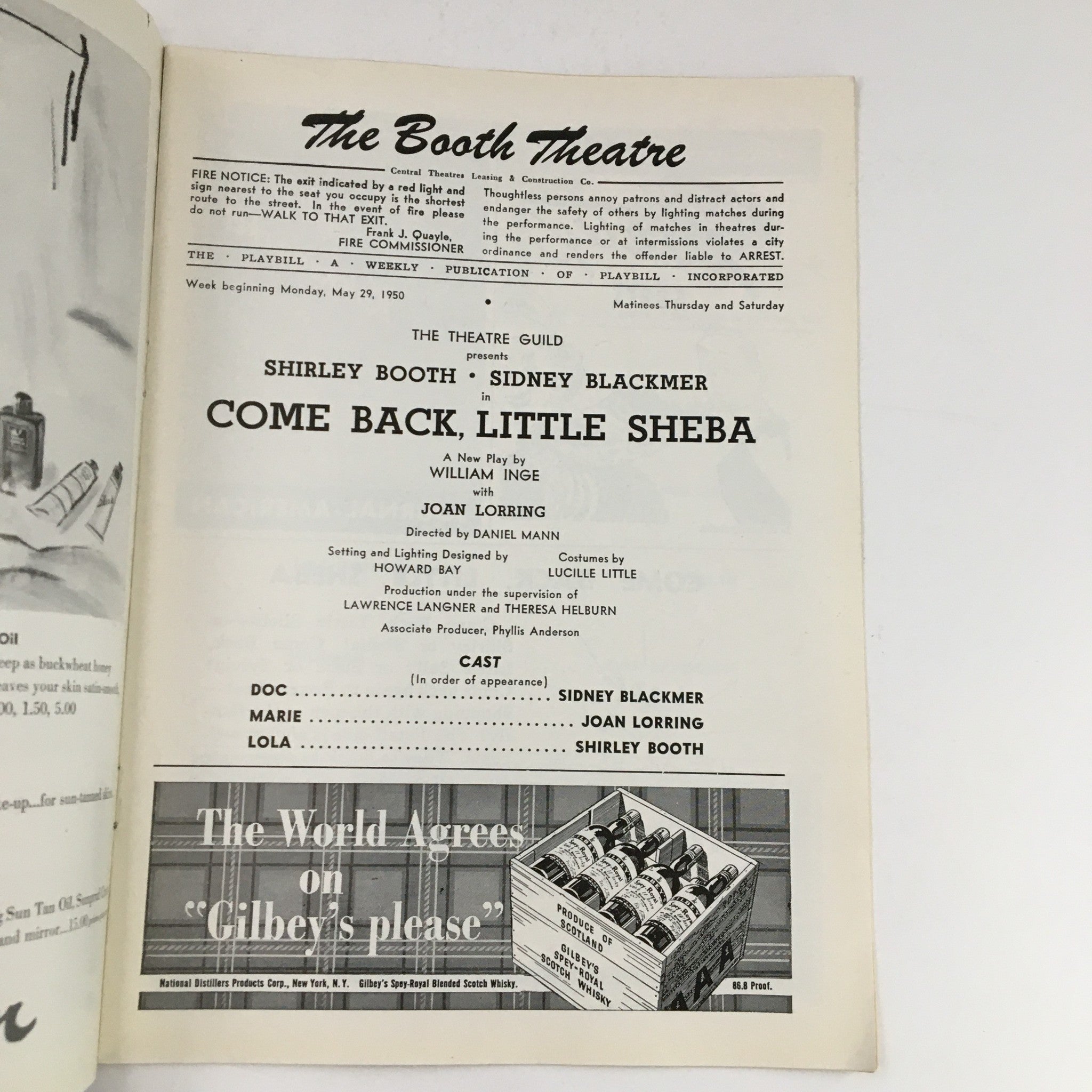 1950 Playbill The Booth Theatre Presents Shirley Booth Come Back, Little Sheba