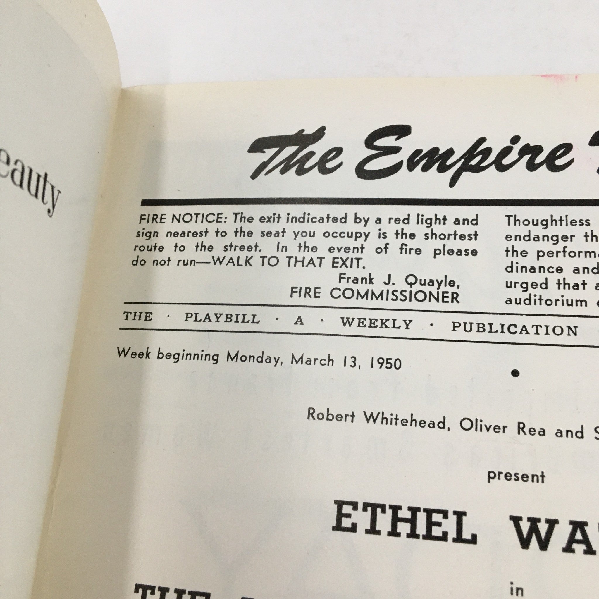 1950 Playbill The Empire Theatre Ethel Waters in The Member of the Wedding