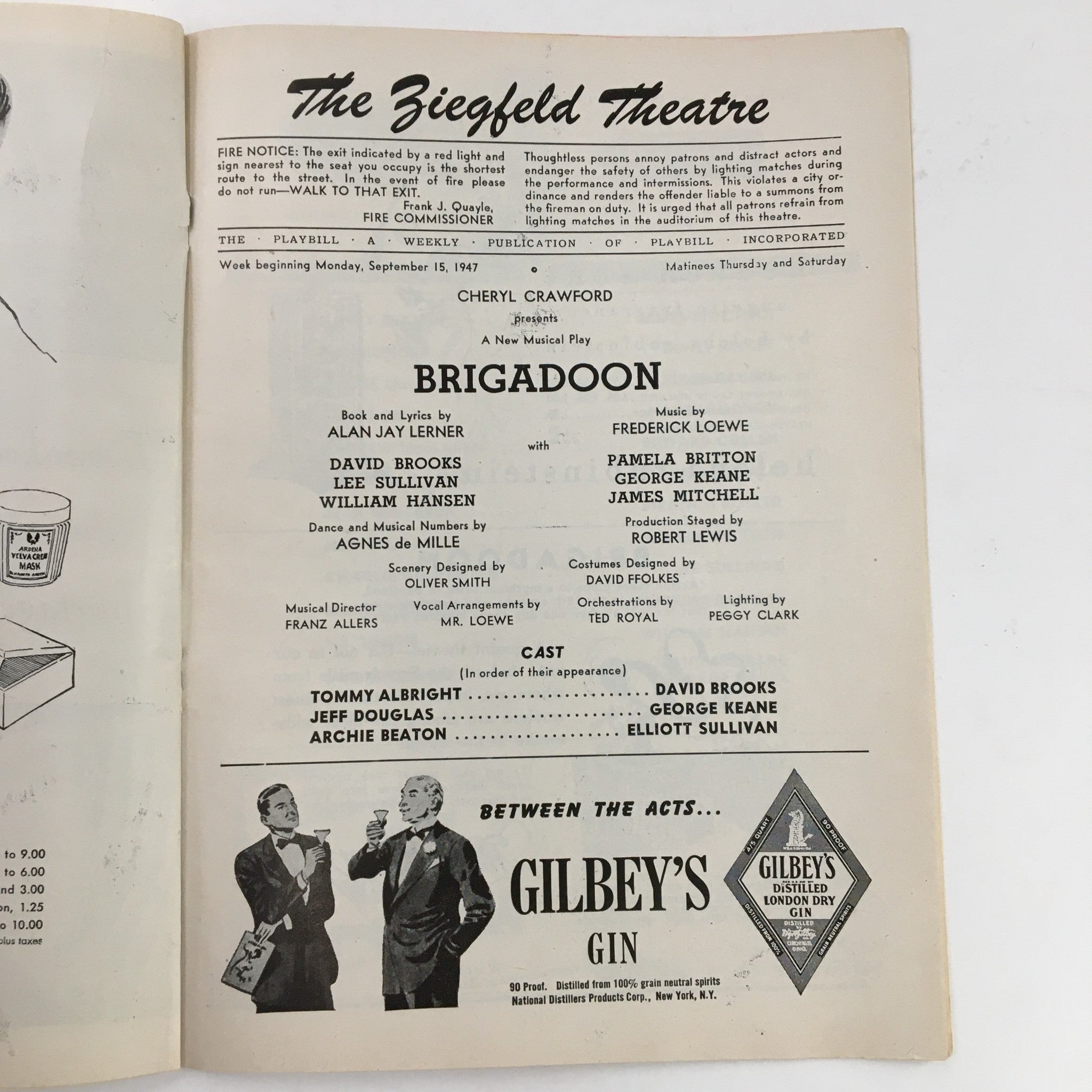 1947 Playbill The Ziegfield Theatre Cheryl Crawford Presents Brigadoon Musical