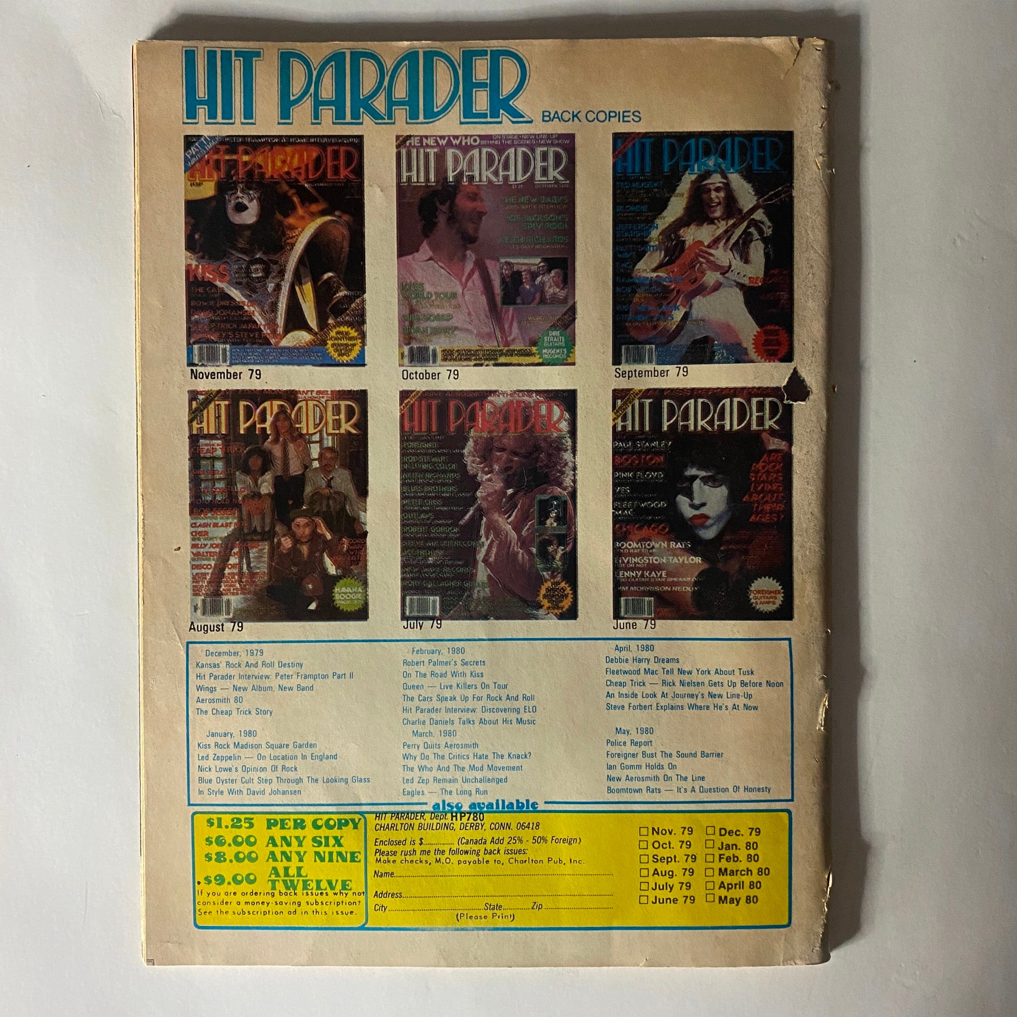 VTG Hit Parader Magazine July 1980 Blondie Backstage & Kiss w Centerfold