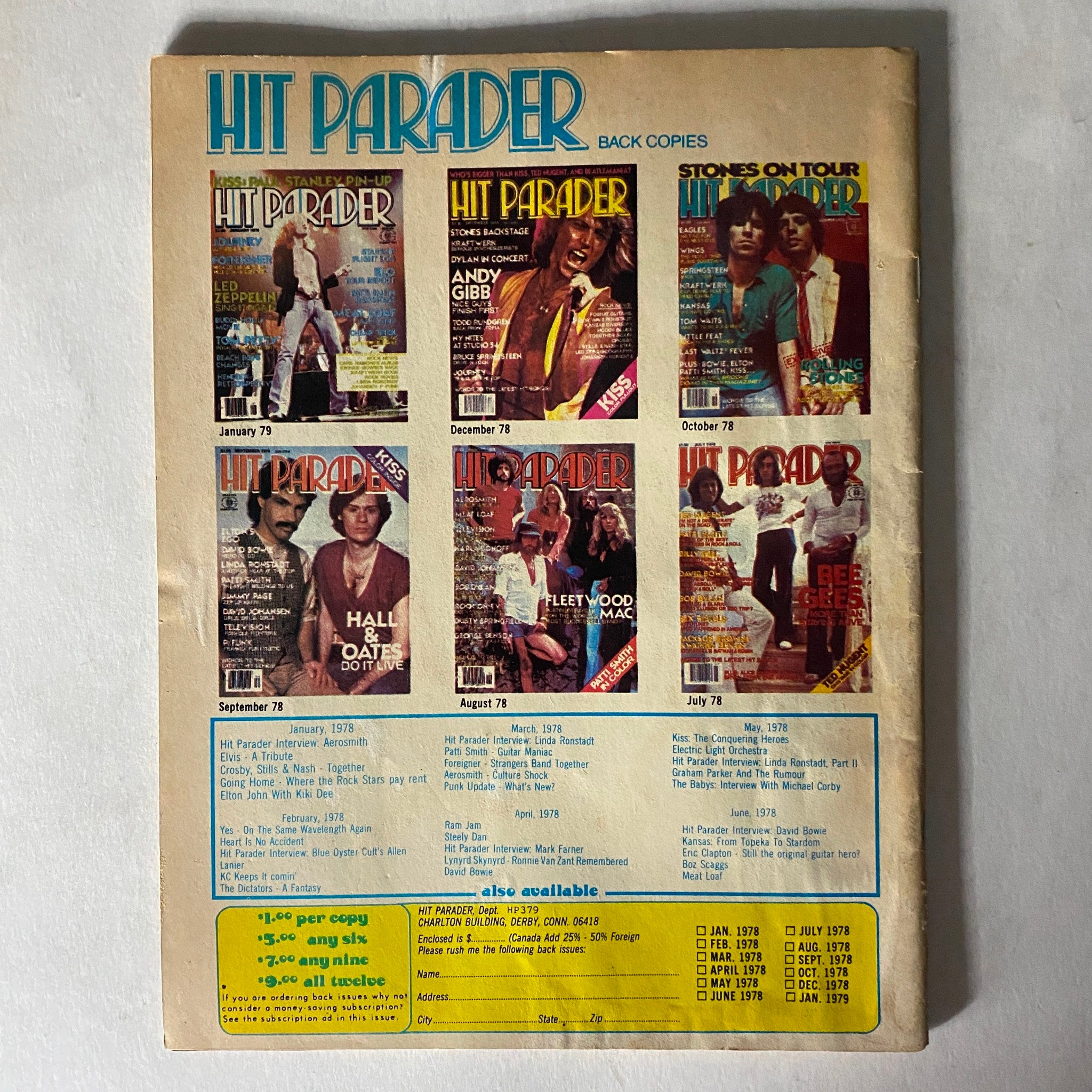 VTG Hit Parader Magazine March 1979 Boston & Billy Joel w Centerfold No Label