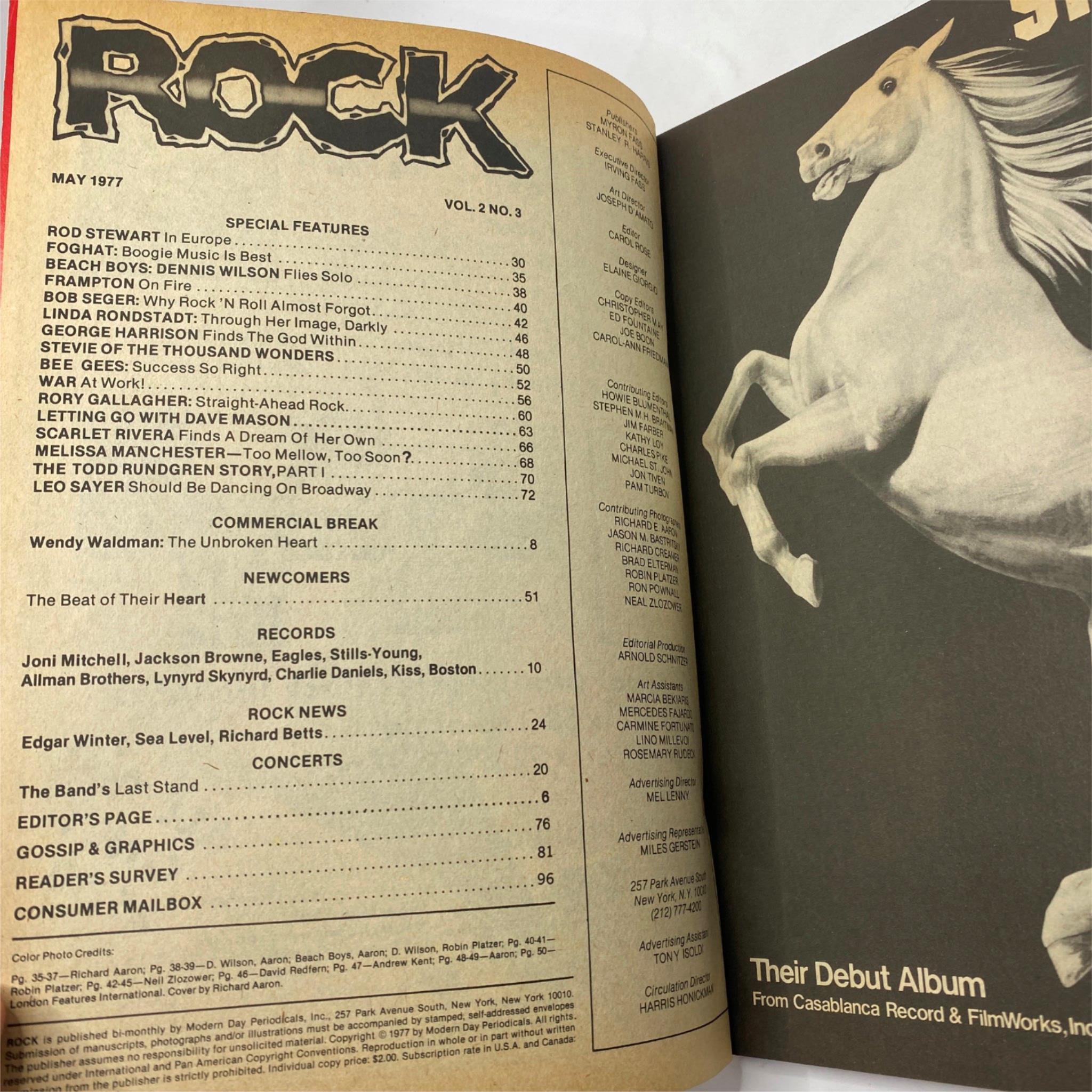 VTG Rock Magazine May 1977 Vol 2 No. 3 Dennis Wilson Flies Solo No Label