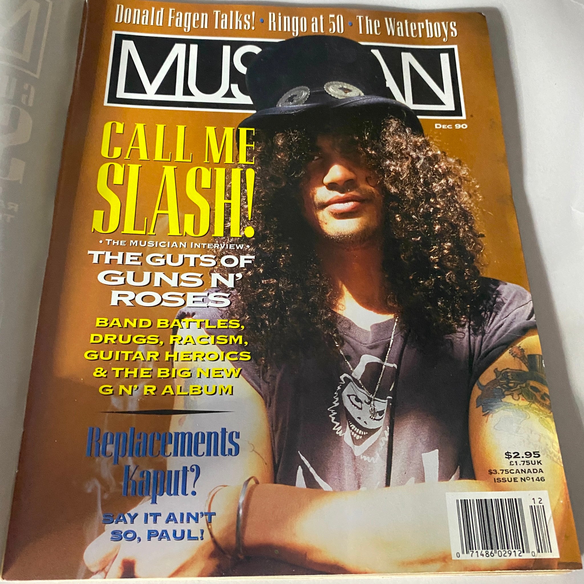 VTG Musician Magazine December 1990 Slash, The Guts of Guns N' Roses No Label