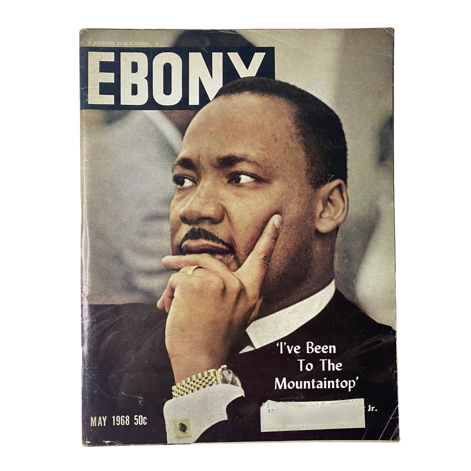 Ebony Magazine May 1968 Cover featuring Dr. Martin Luther King Jr., with a powerful image by Pulitzer Prize-winning photographer Moneta Sleet Jr. Highlighting the memorial issue shortly after Dr. King's assassination.