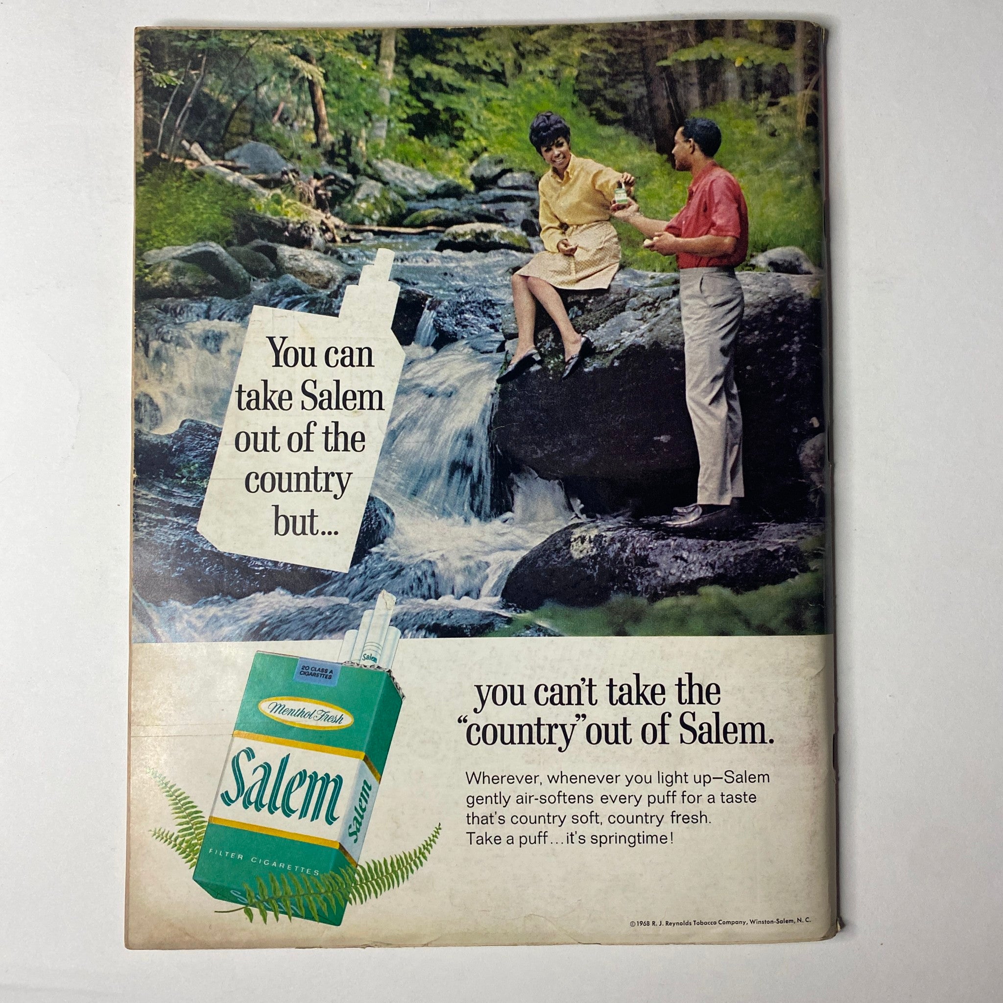 Back cover of Ebony Magazine December 1968 featuring an advertisement for Salem cigarettes, emphasizing a springtime theme.