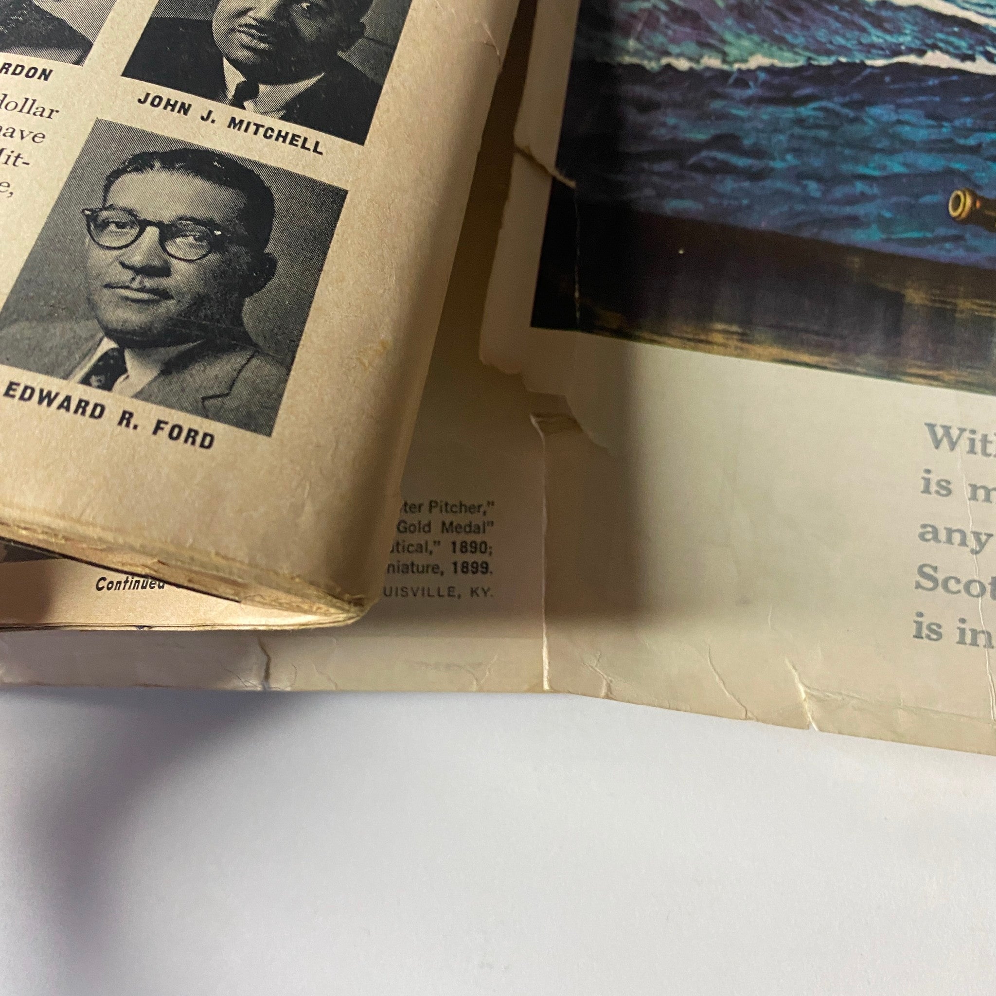 Ebony Magazine May 1965 close-up of prominent figures' portraits, featuring Edward R. Ford, John J. Mitchell among others discussed in the magazine.
