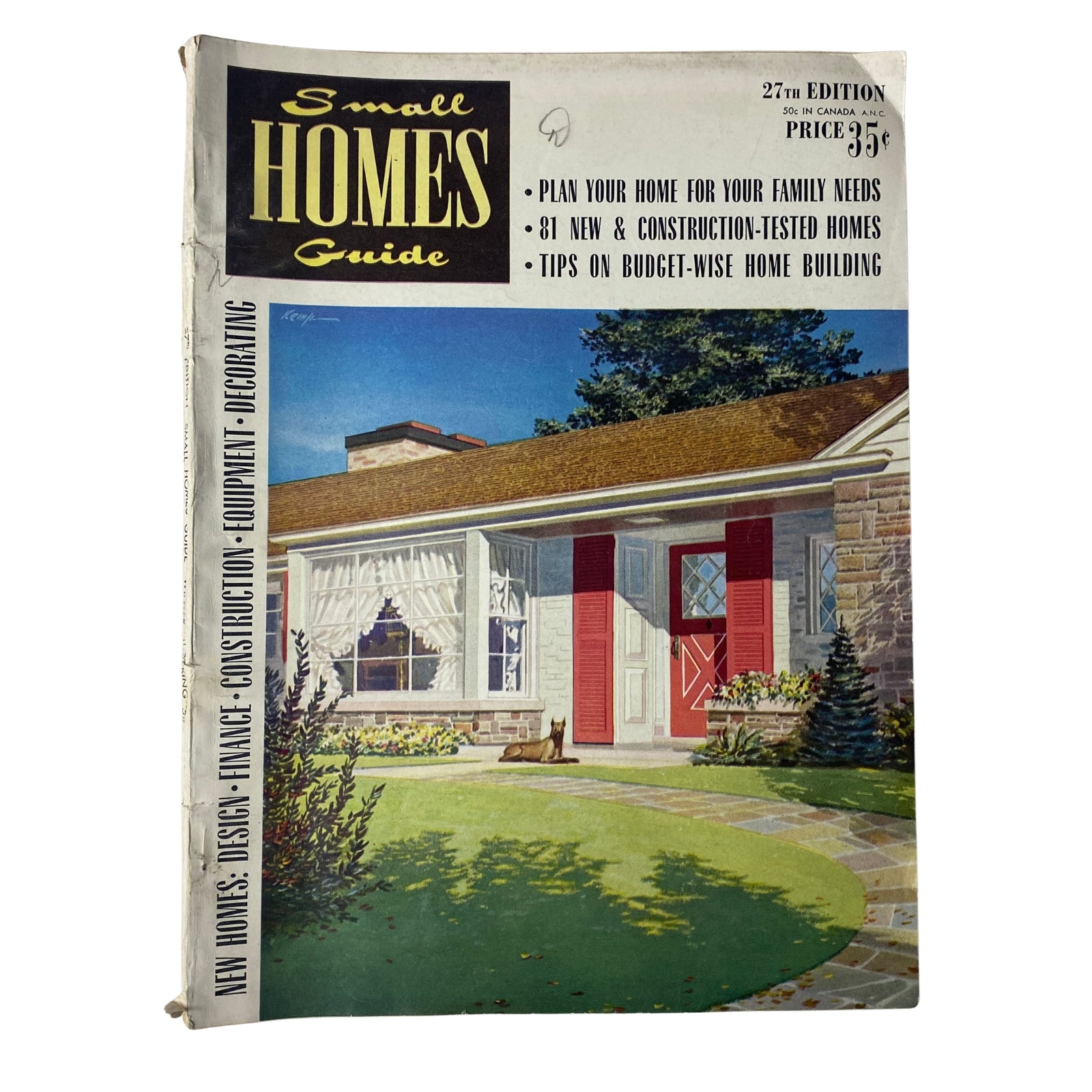 Cover of Small Homes Guide Magazine Winter 1951–Spring 1952 featuring a charming house design, with details on planning family homes, construction tips, and budget-wise home building.