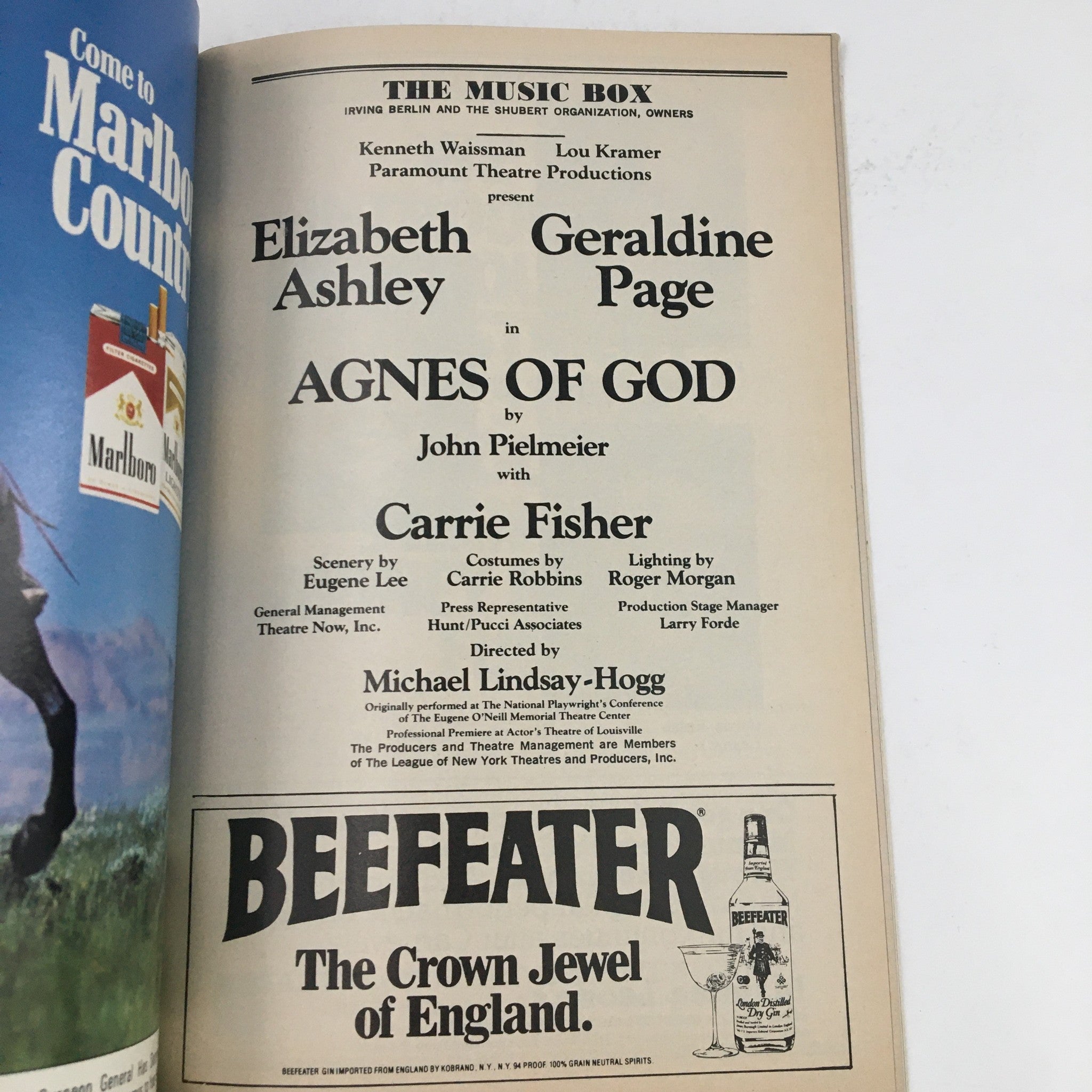 1983 Playbill The Music Box Elizabeth Ashley in Agnes of God by John Pielmeier