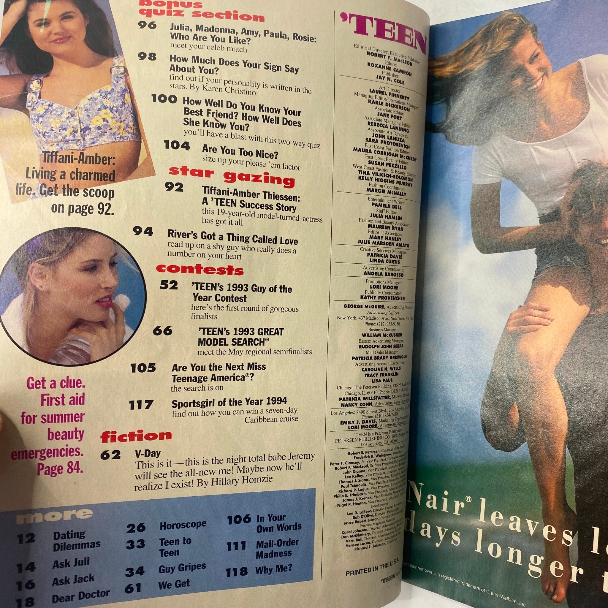 Teen Magazine May 1993 Tiffani-Amber Living a Charmed Life & Perfect Swinsuits