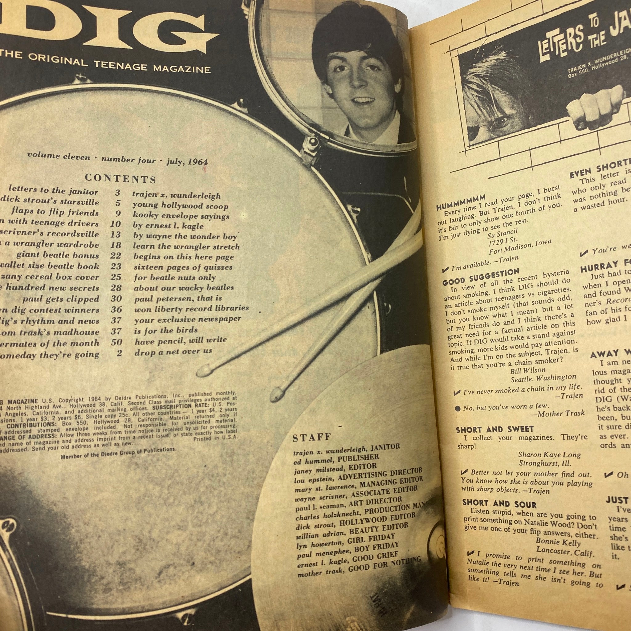 VTG Dig Magazine July 1964 Vol 11 No. 4 The Beatles Movie No Label