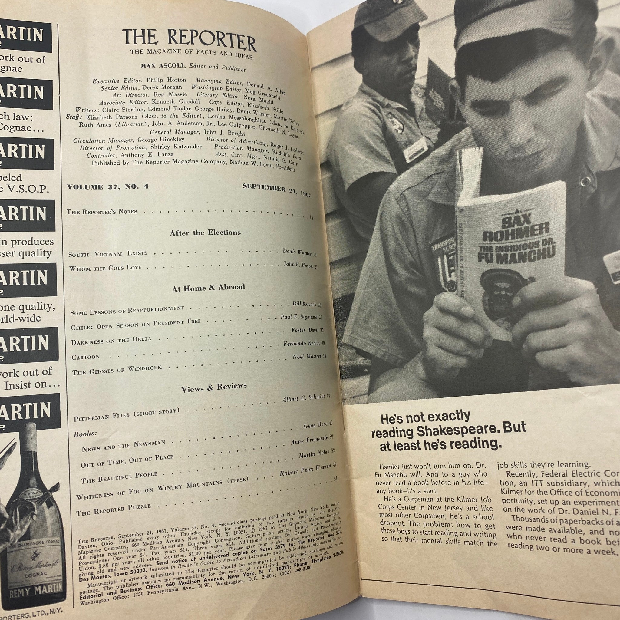 VTG The Reporter Magazine September 21 1967 Vietnam After the Elections