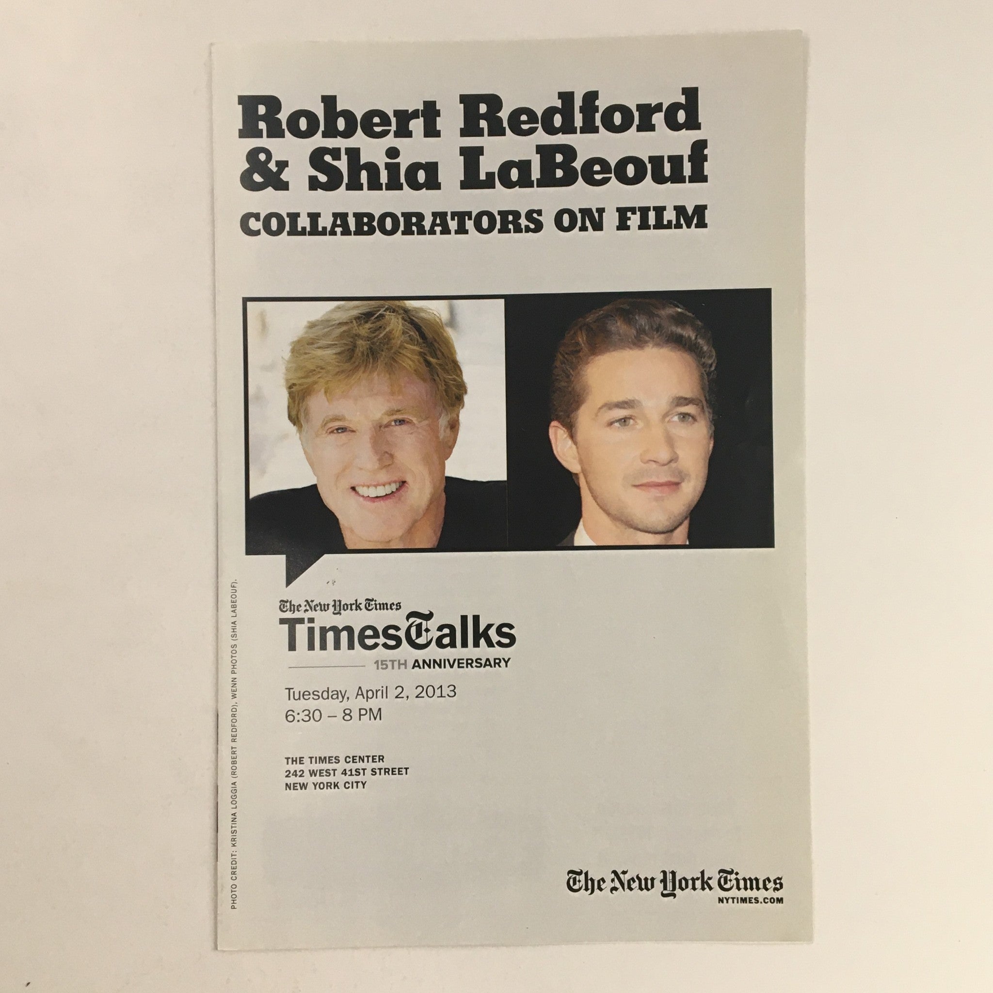 2013 The New York Times Times Talk Robert Redford & Shia LaBeouf Collaboration