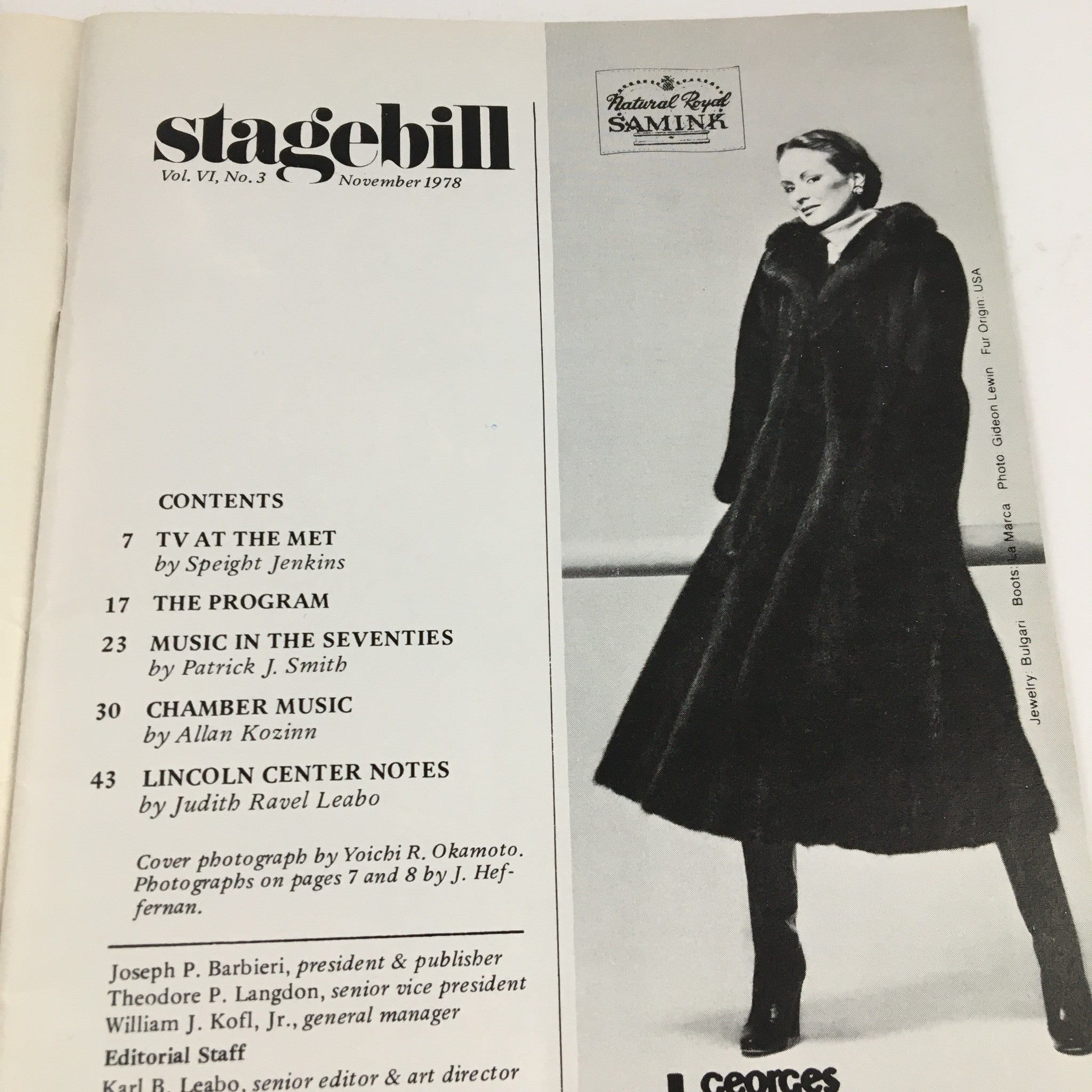 1978 Stagebill Lincoln Center for the Performing Arts Present TV At The Met