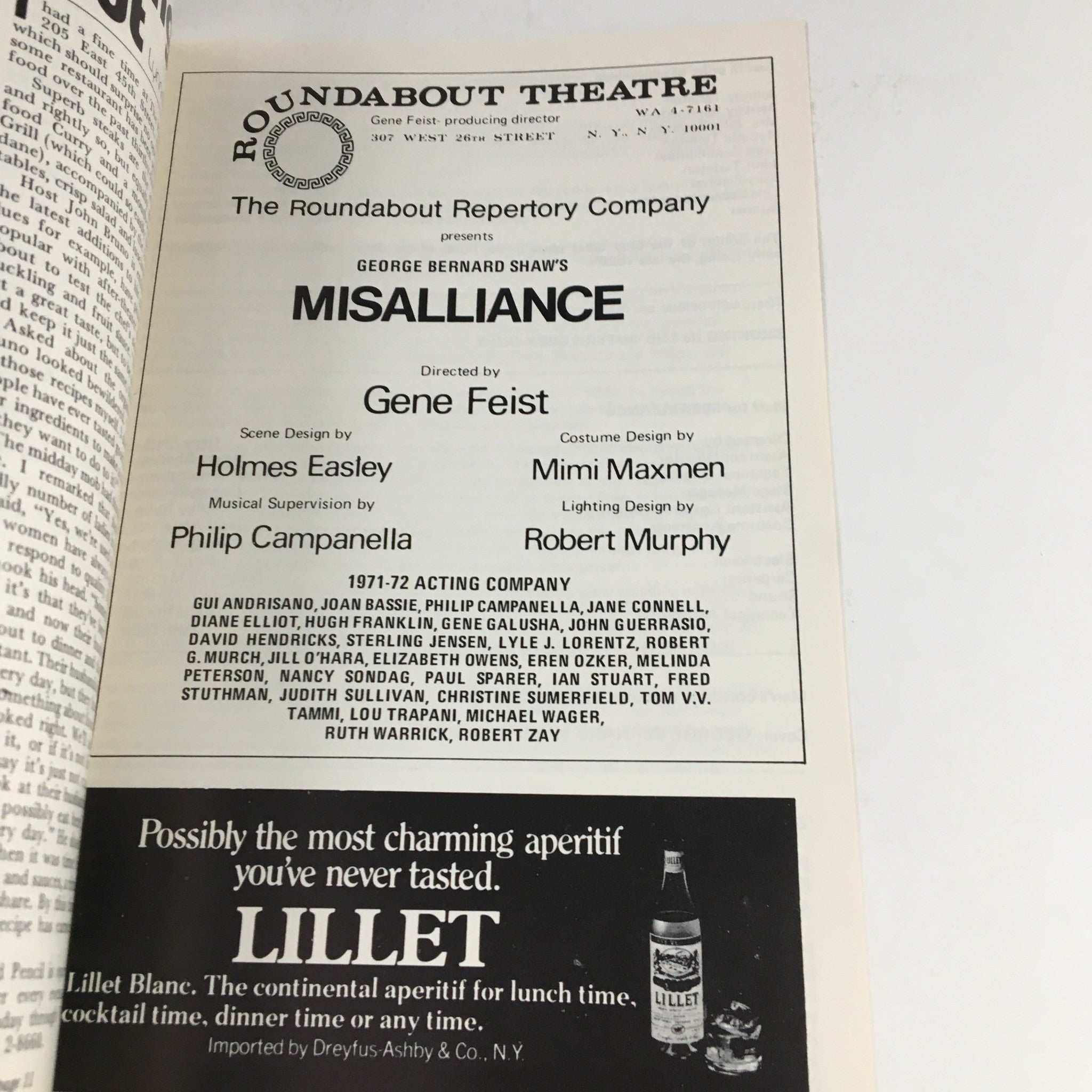 1972 Playfare Roundabout Theatre Present George Bernard Shaw's Misalliance