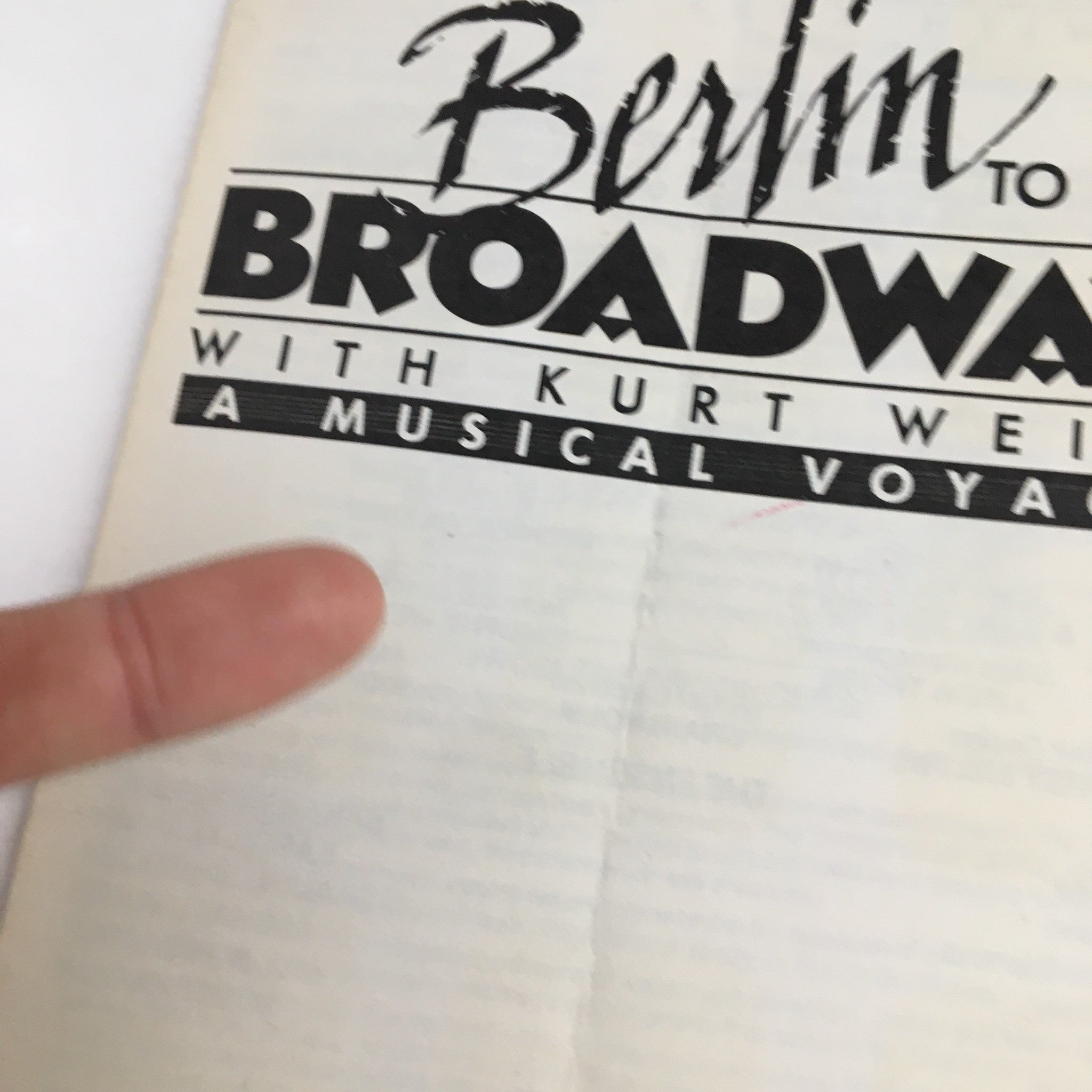 1990 The Threepenny Opera Present Berlin To Broadway with Kurt Weill