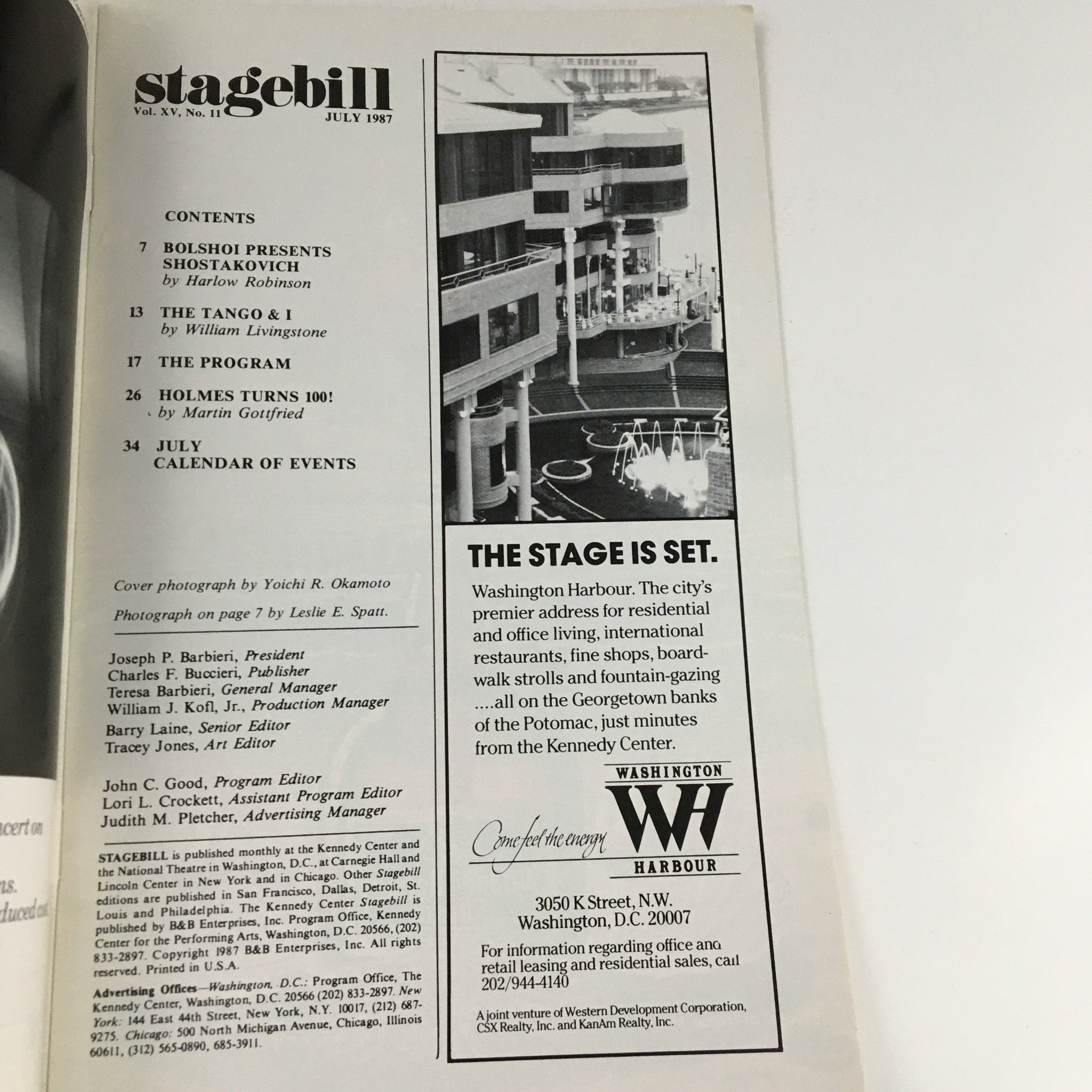 1987 Stagebill The John F. Kennedy Center Present The Tango & I by W Livingstone