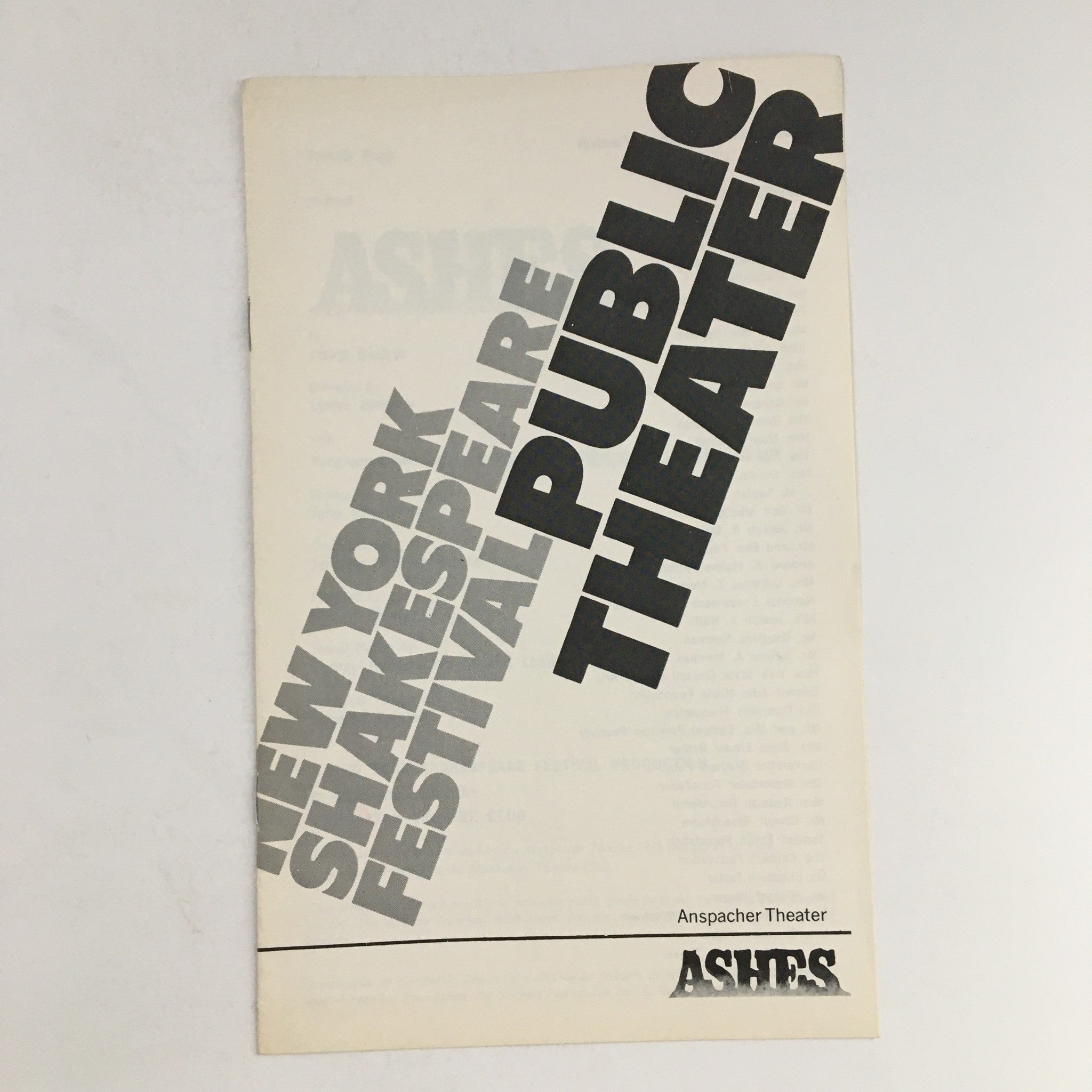 1977 Public Theater New York Shakespeare Festival Presents Joseph Papp's Ashes