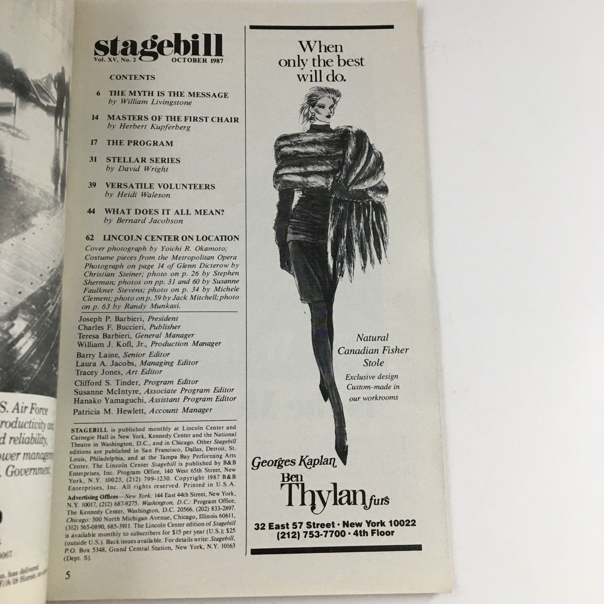 1987 Lincoln Center Stagebill Metropolitan Opera Present The Myth Is The Message