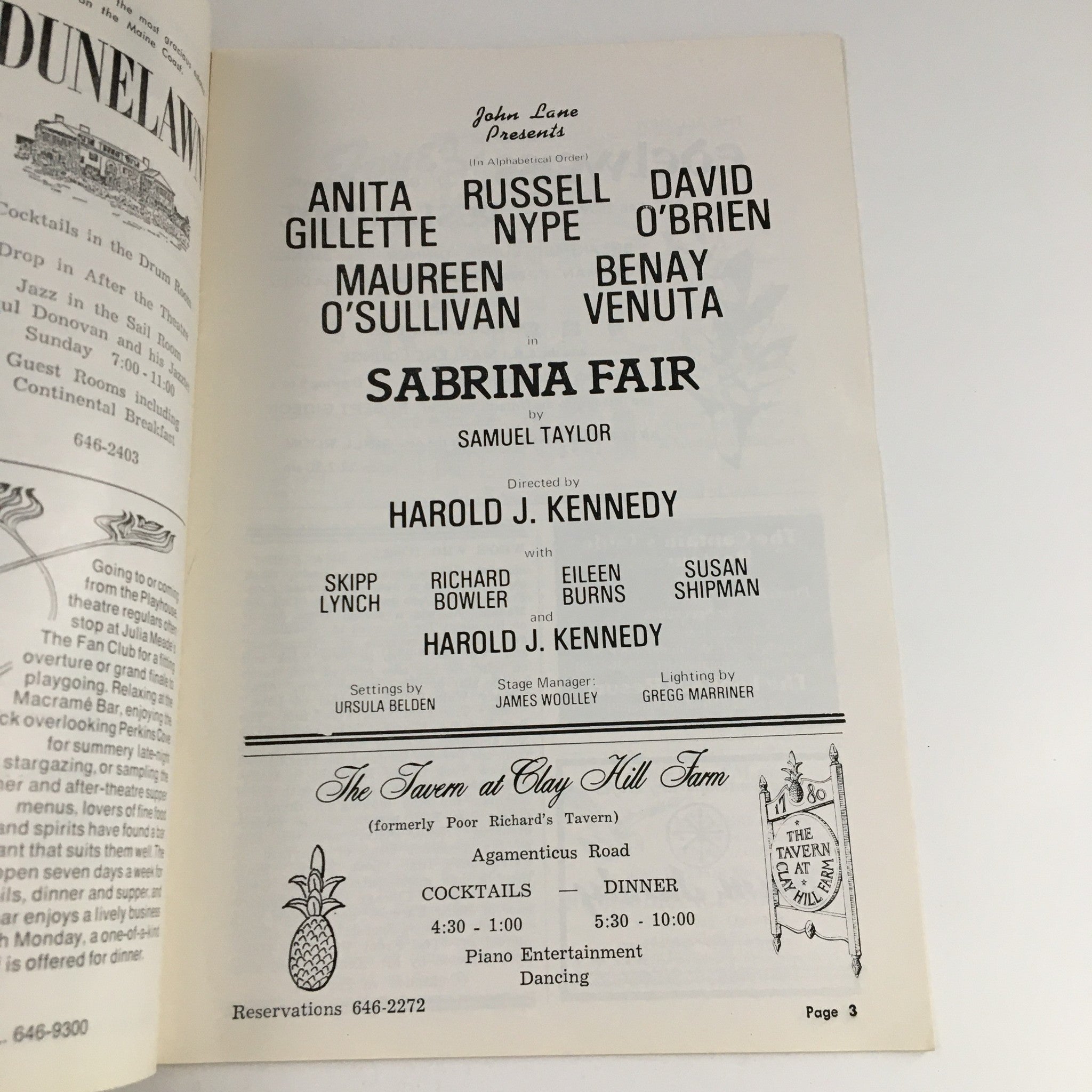 1976 Forty-Fourth Season john Lane Presents Sabrina Fair by Samuel Taylor