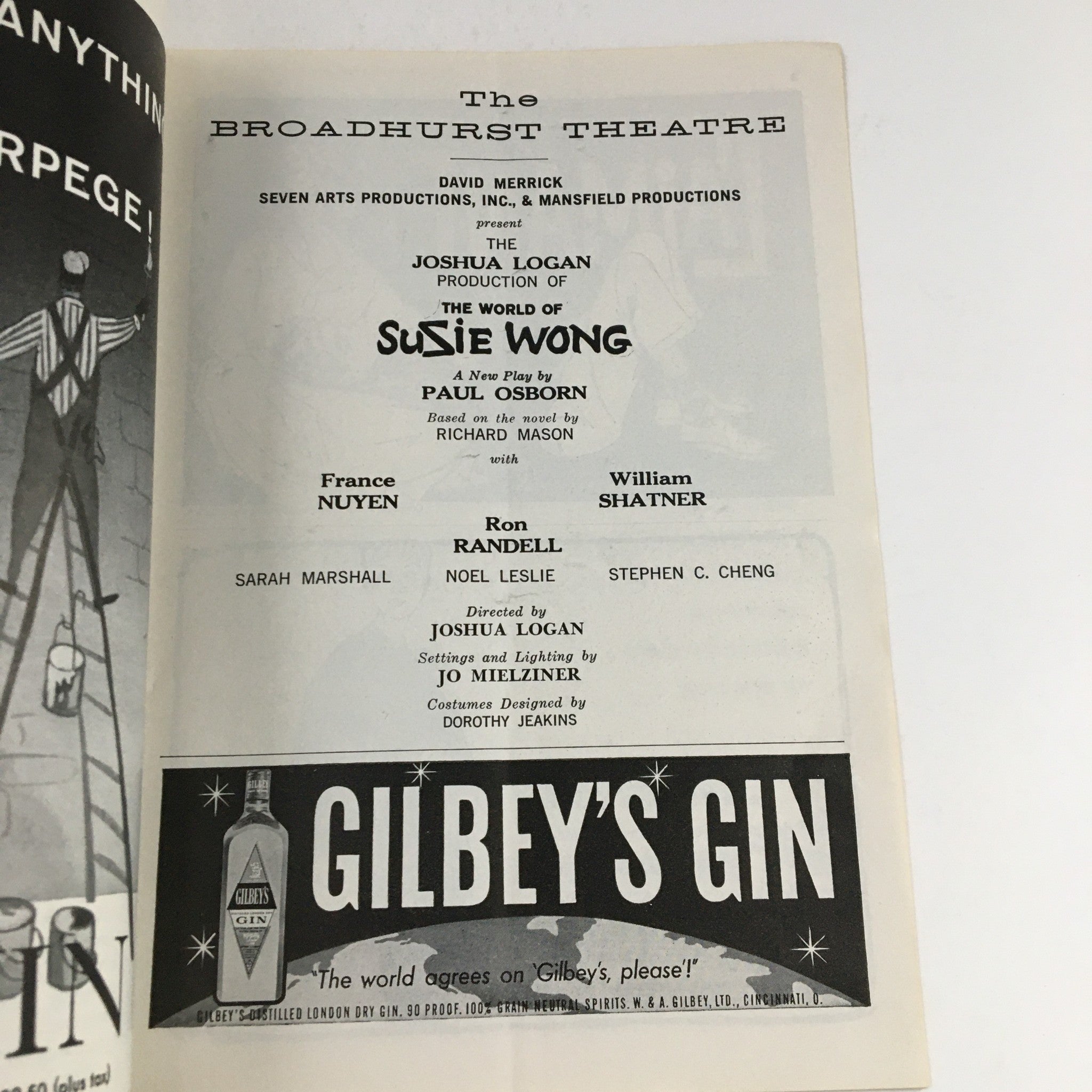 1959 Playbill The Broadhurst Theatre Present The World of Suzie Wong by P Osborn