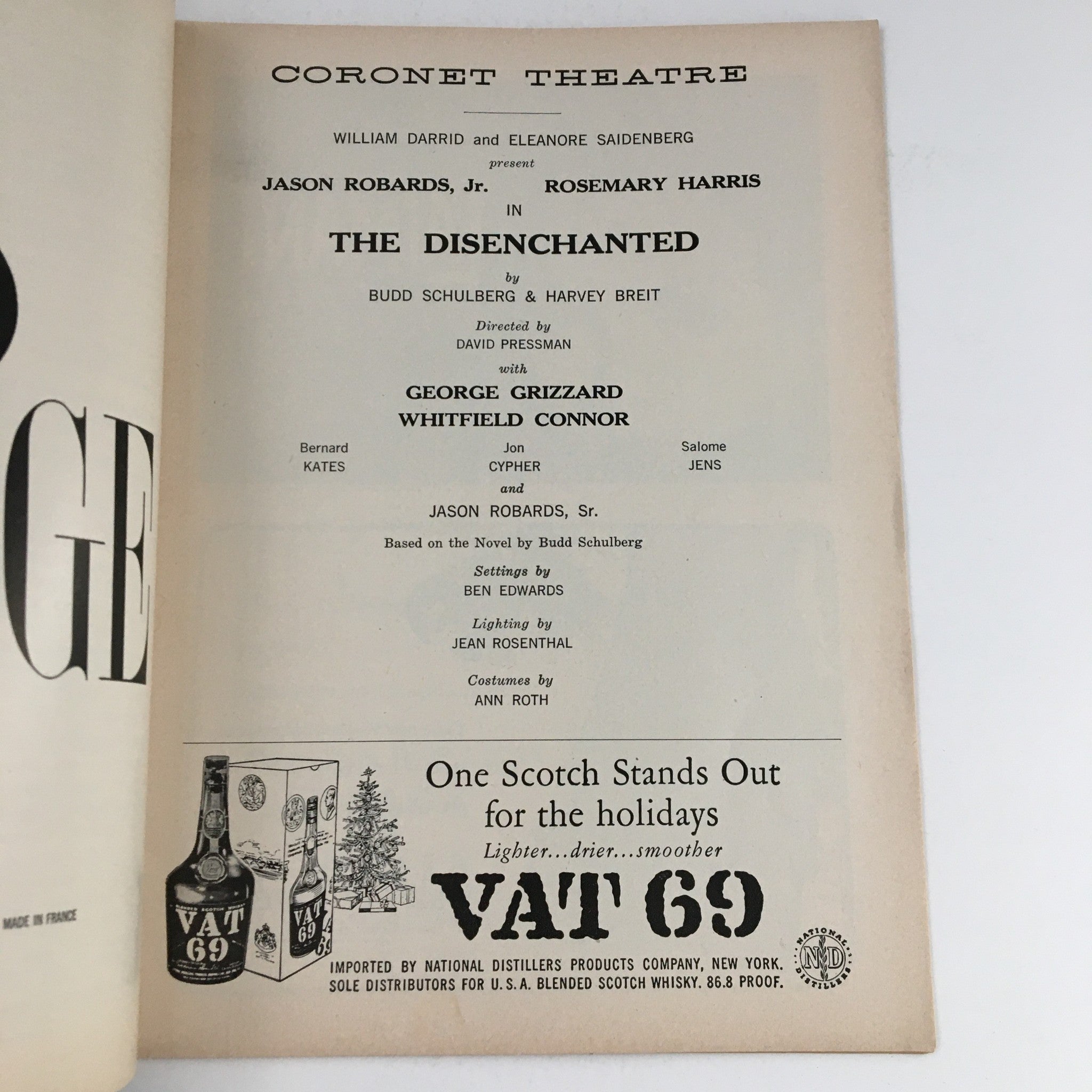 1958 Playbill Coronet Theatre Present The Disenchanted by David Pressman