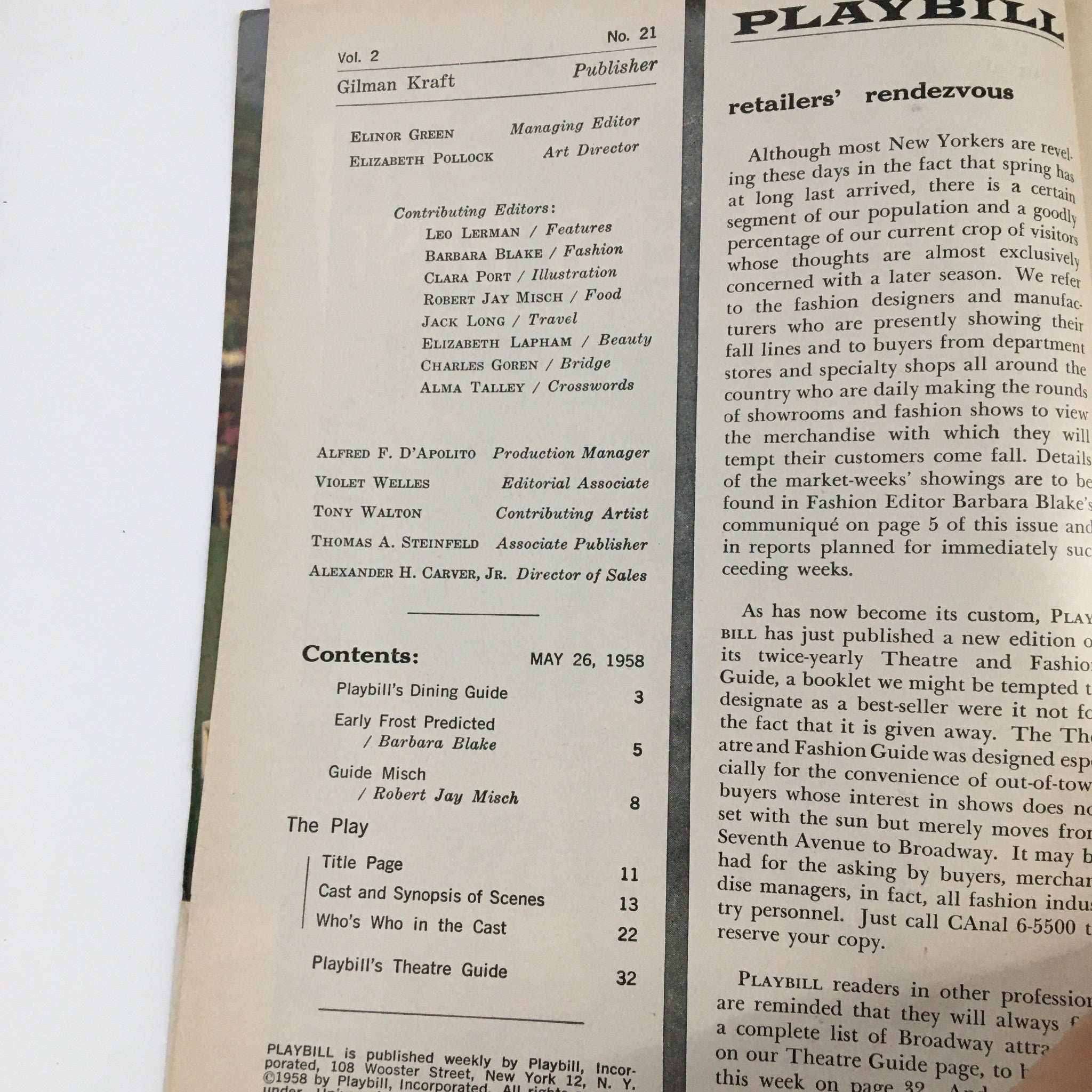 1958 Playbill Lunt-Fontanne Theater Presents Alfred Lunt in The Visit by P Brook