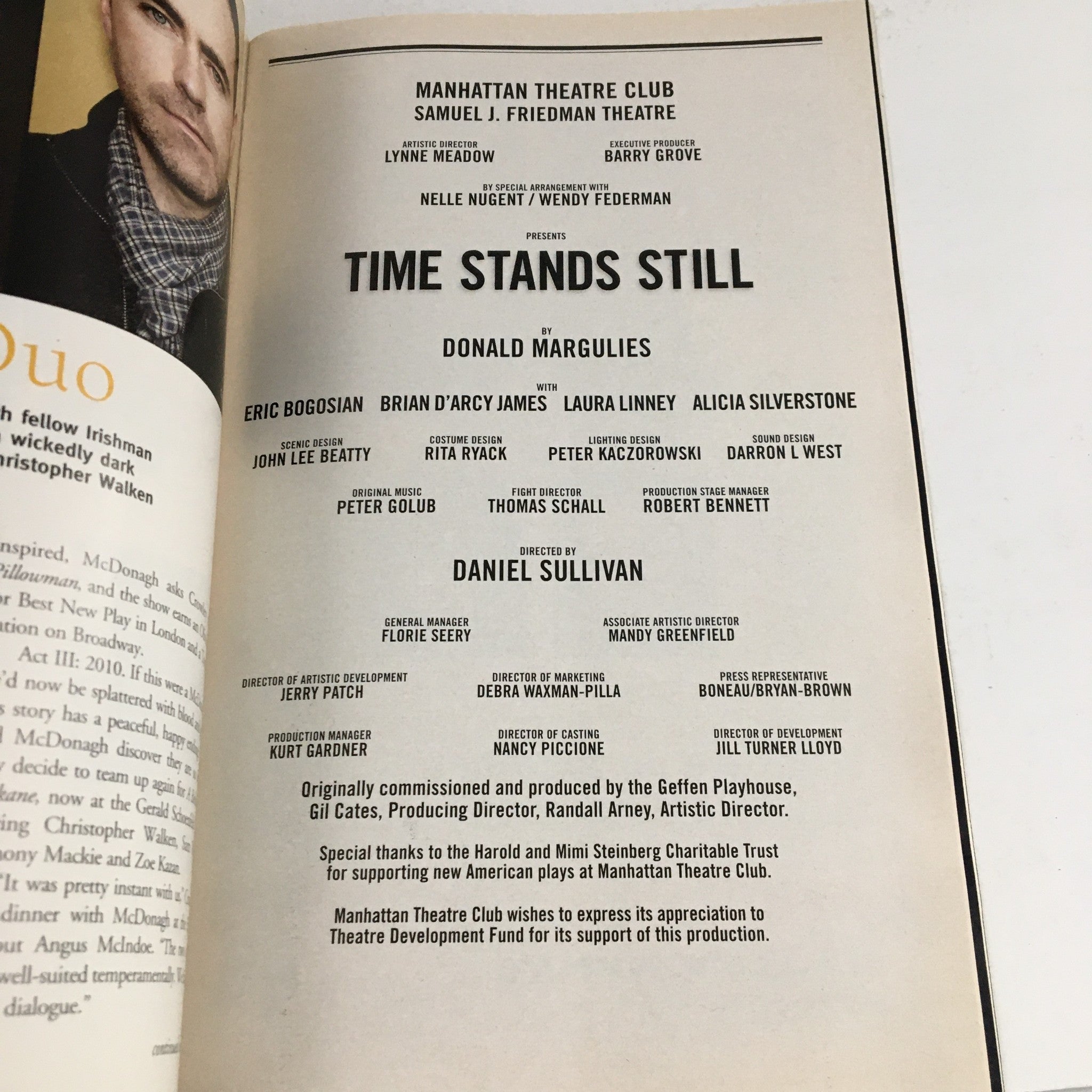 2010 Playbill The Samuel J. Friedman Theatre Time Stands Still by D. Margulies