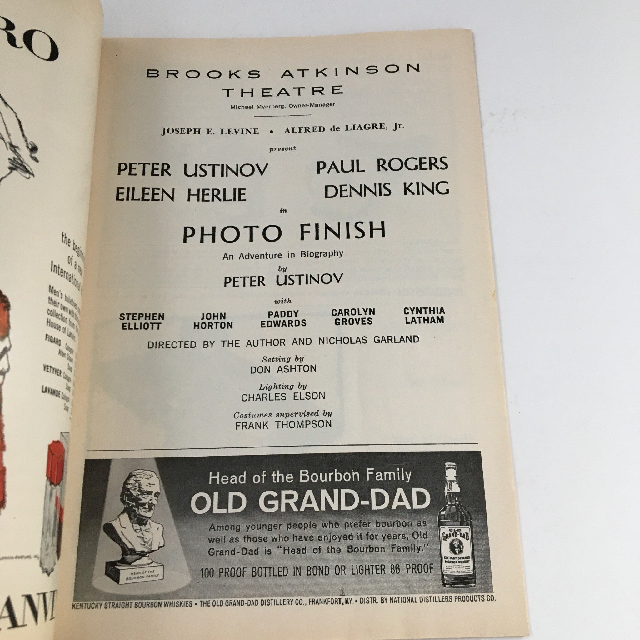 1963 Playbill Brooks Atkinson Theatre Present Photo Finish by Peter Ustinov