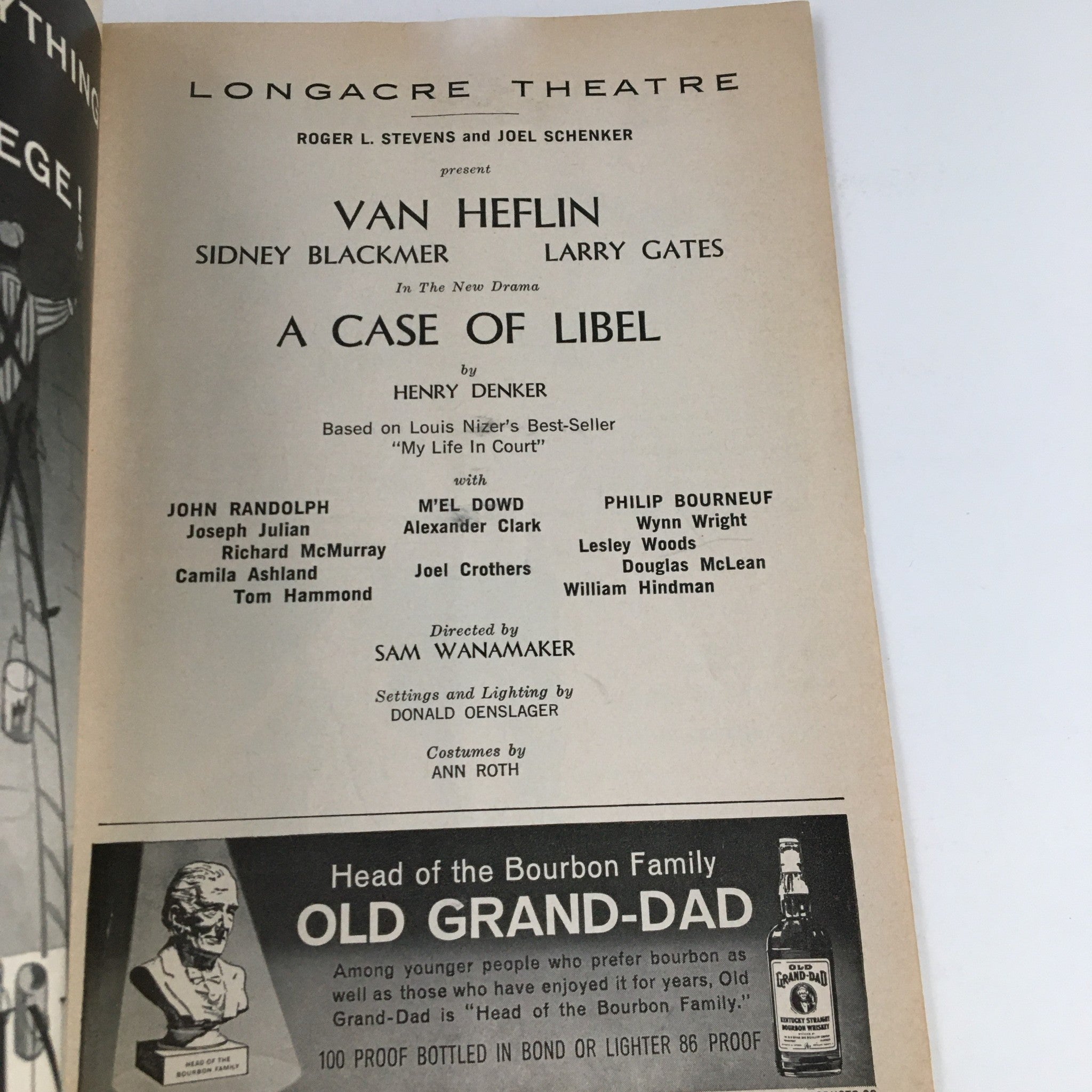 1963 Playbill Longacre Theatre Present A Case of Libel by Henry Denker