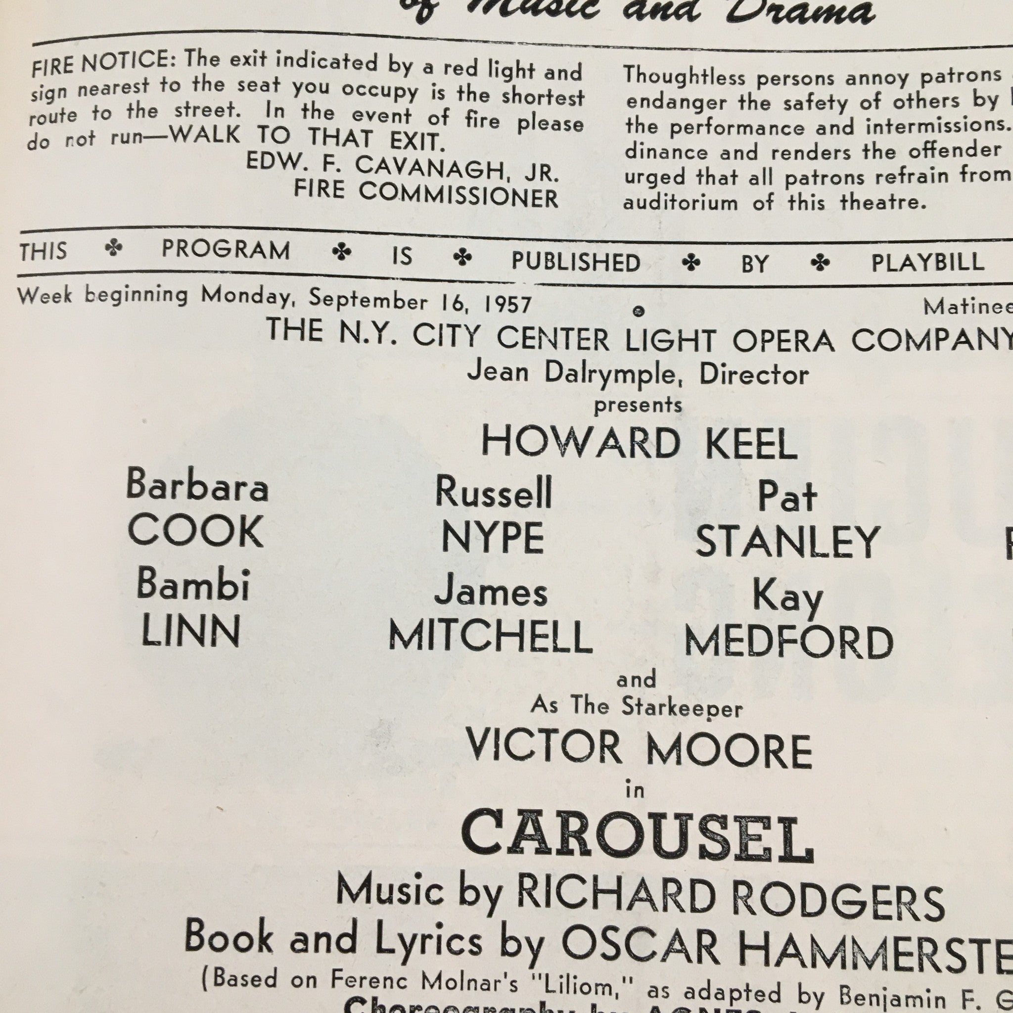 1957 New York City Center of Music and Drama Present Victor Moore in Carousel