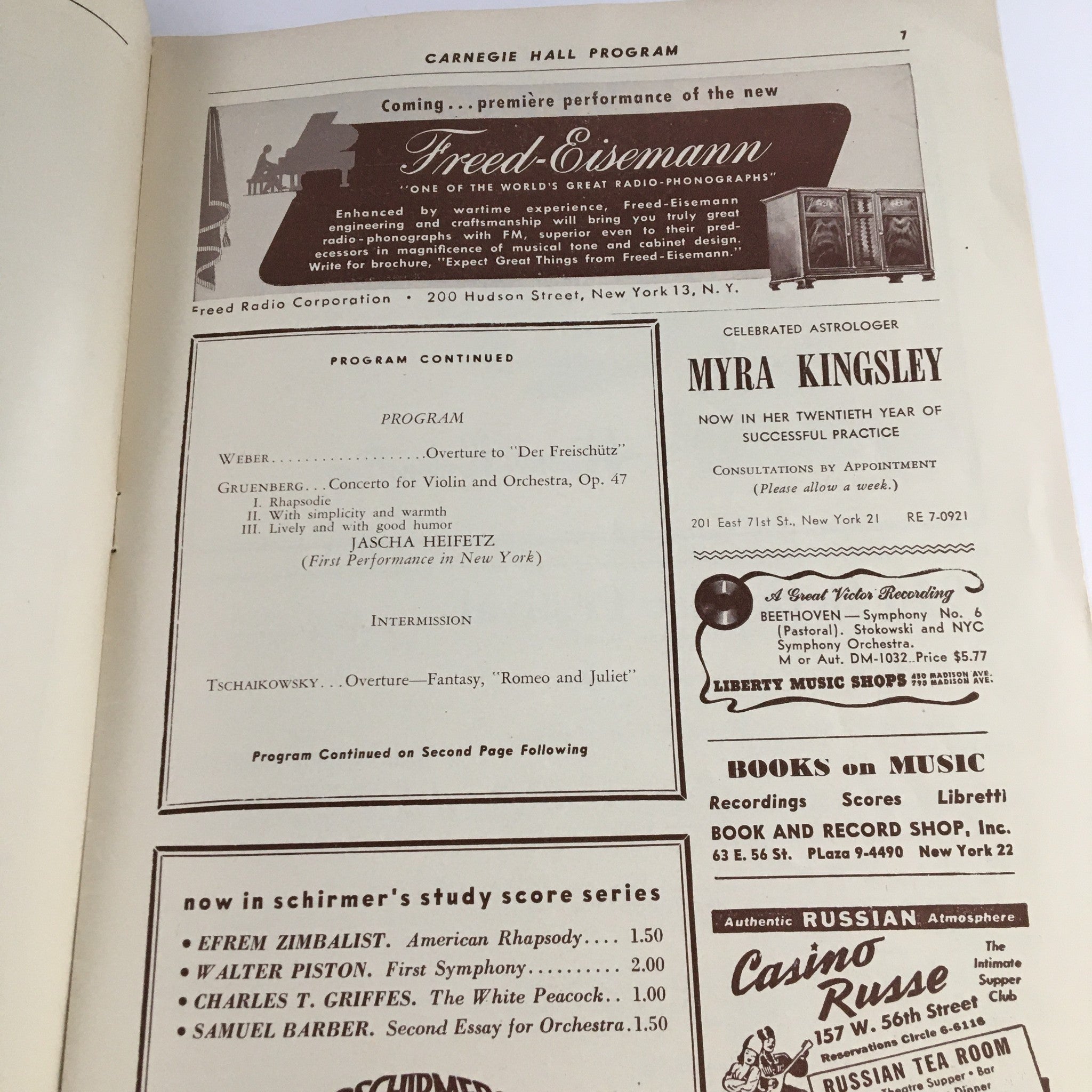 1946 Carnegie Pop Concerts Hall Program Artur Rodzinski's 4356th Concert