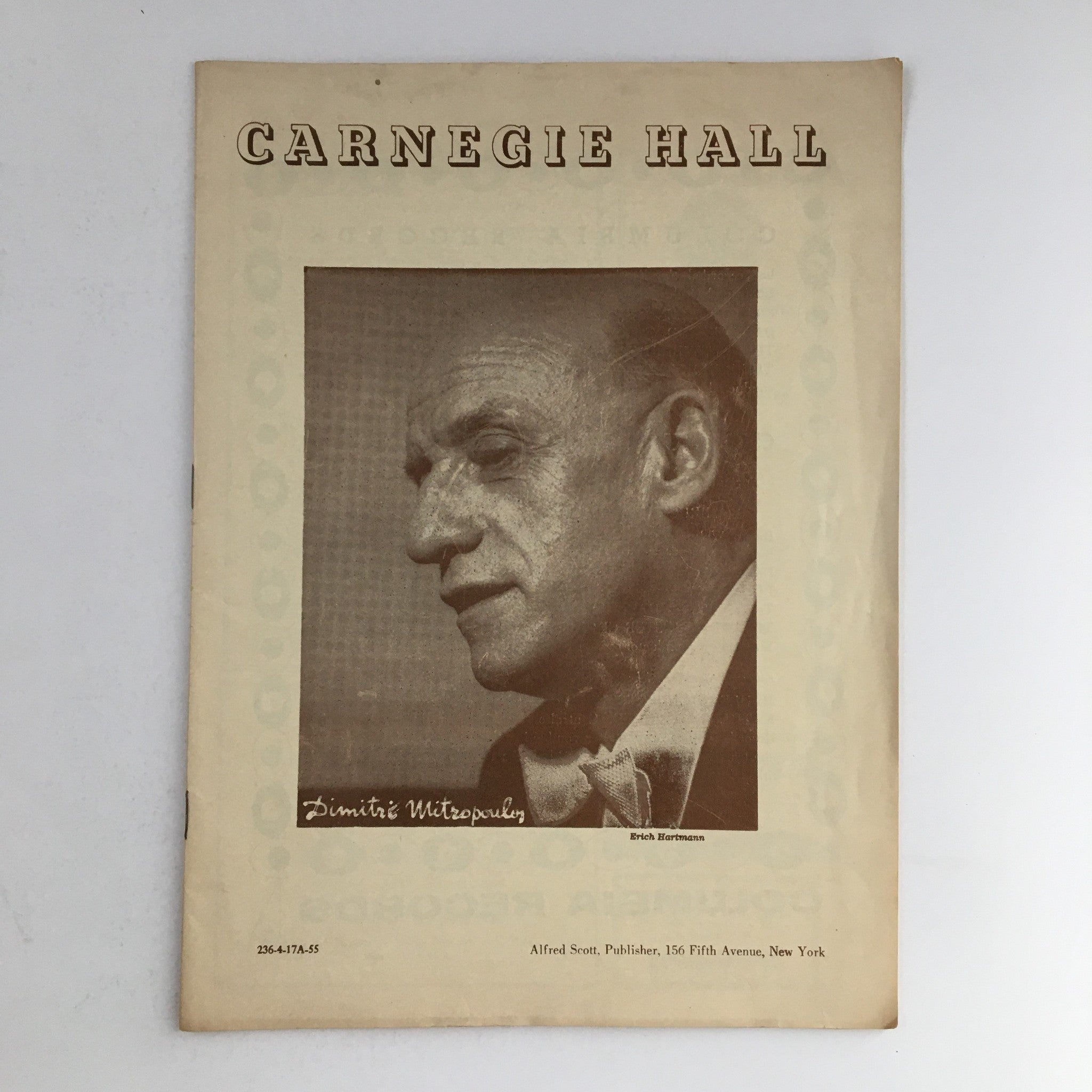 1955 Carnegie Hall Philharmonic-Symphony Society Conductor Dimitri Mitropoulos