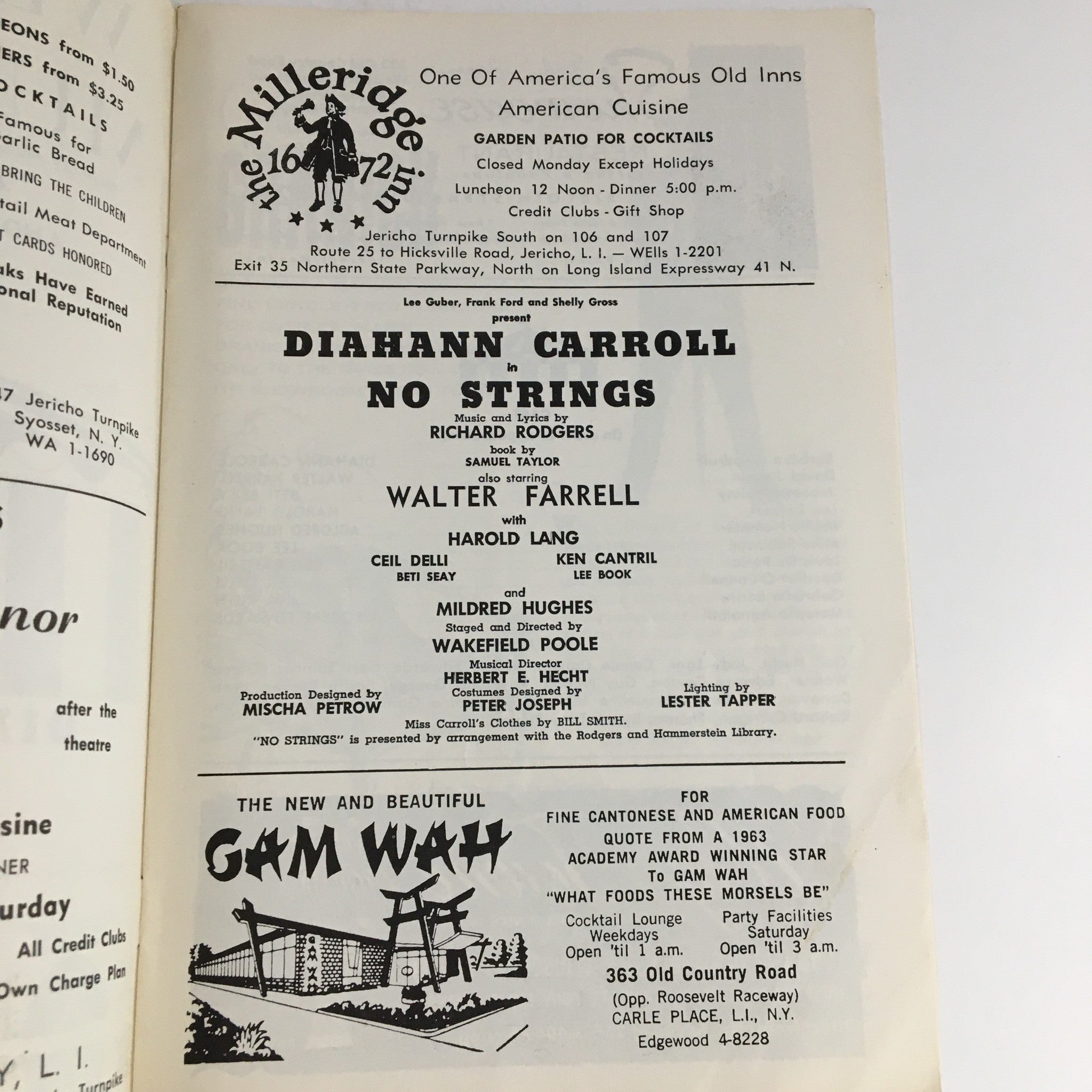 1964 Season Westbury Music Fair Present Diahann Carroll in No Strings